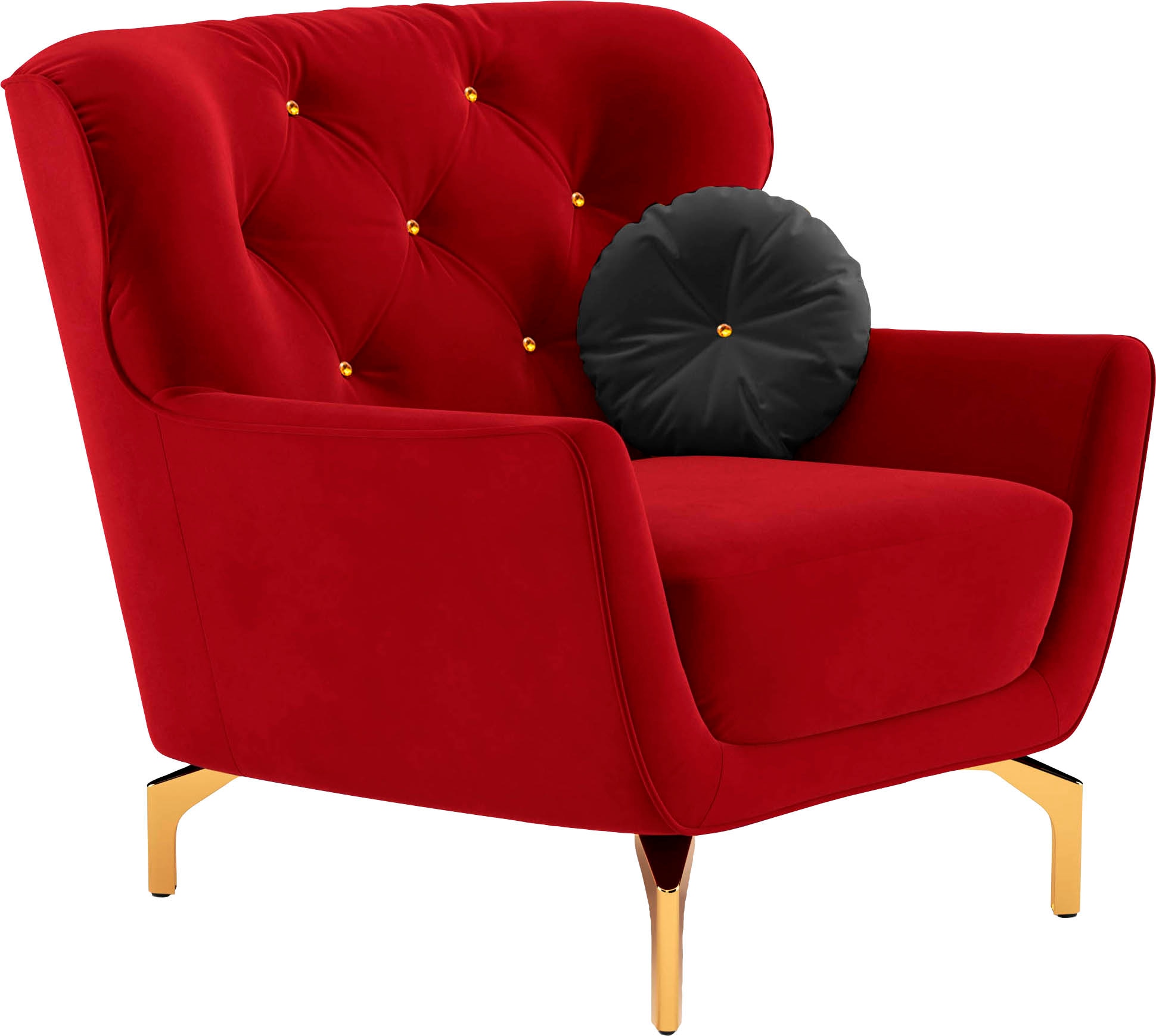 sit&more Sessel »Orient 3«, inkl. 1 Zierkissen mit Strass-Stein, goldfarbene Metallfüsse