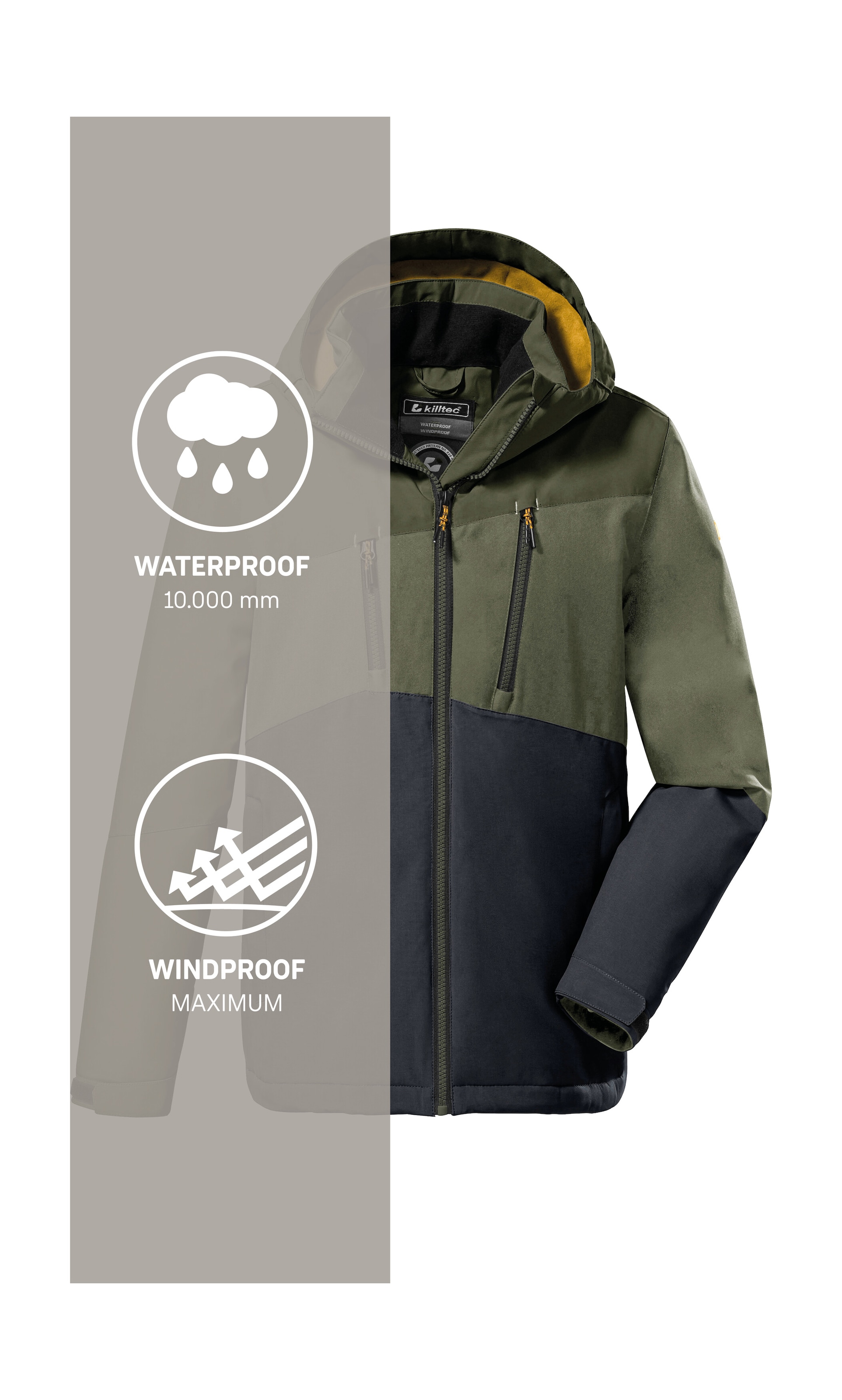 Killtec Outdoorjacke »KOW 204 BYS JCKT«, Wasserdichte, atmungsaktive Winterjacke mit verstellbarer Kapuze