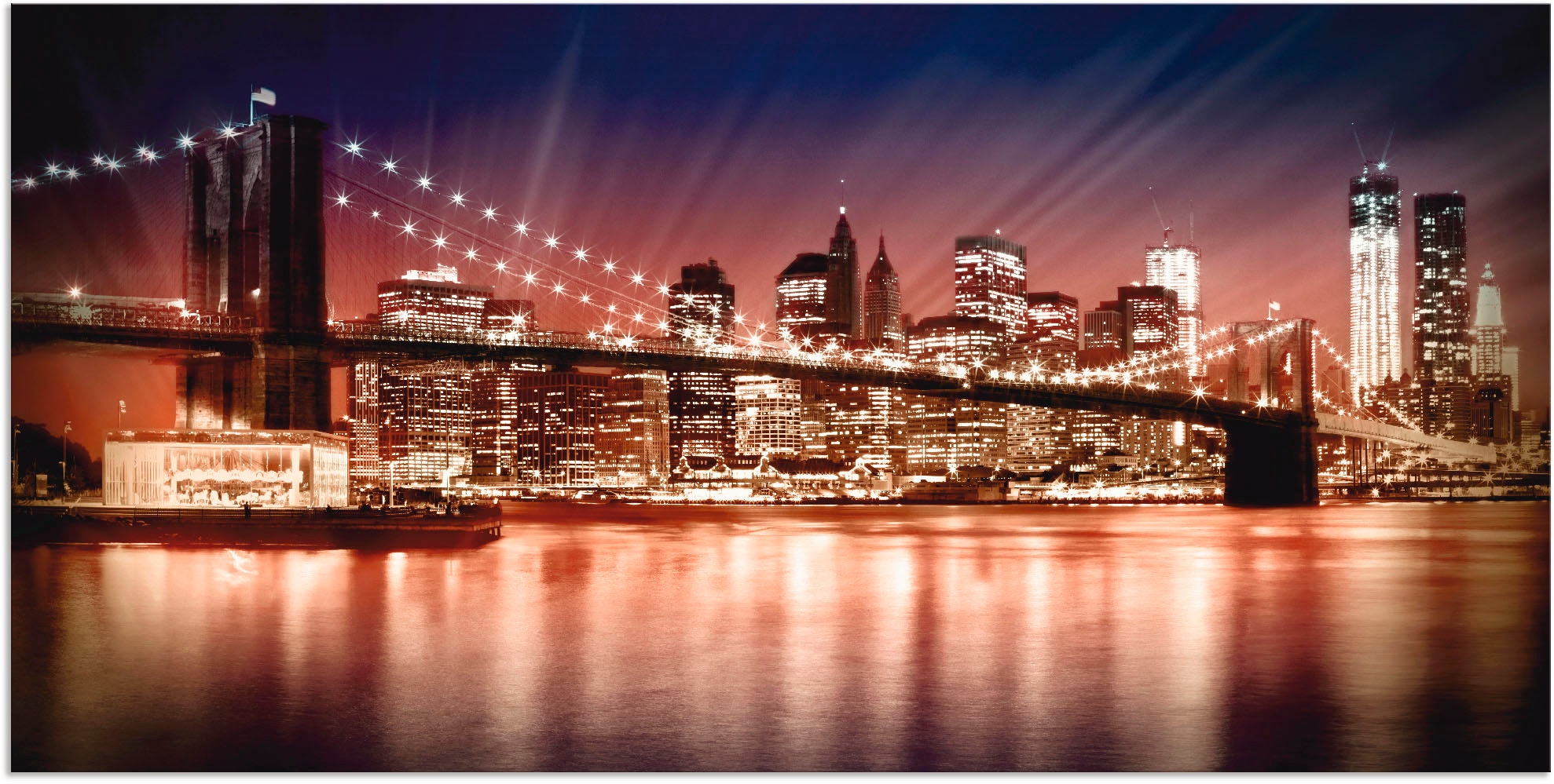 Artland Wandbild »Manhattan Sonnenuntergang«, Brücken, (1 St.), als Alubild, Leinwandbild, Wandaufkleber oder Poster in versch. Grössen