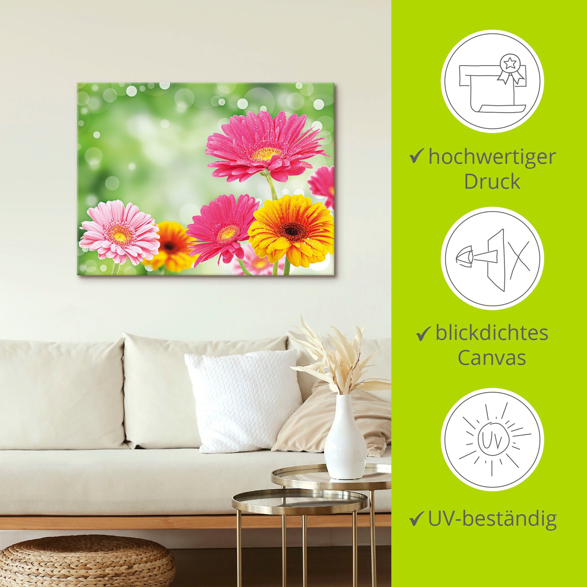 Artland Wandbild »Natürliche Romantik - Gerberas«, Blumen, (1 St.), als Leinwandbild, Poster in verschied. Grössen