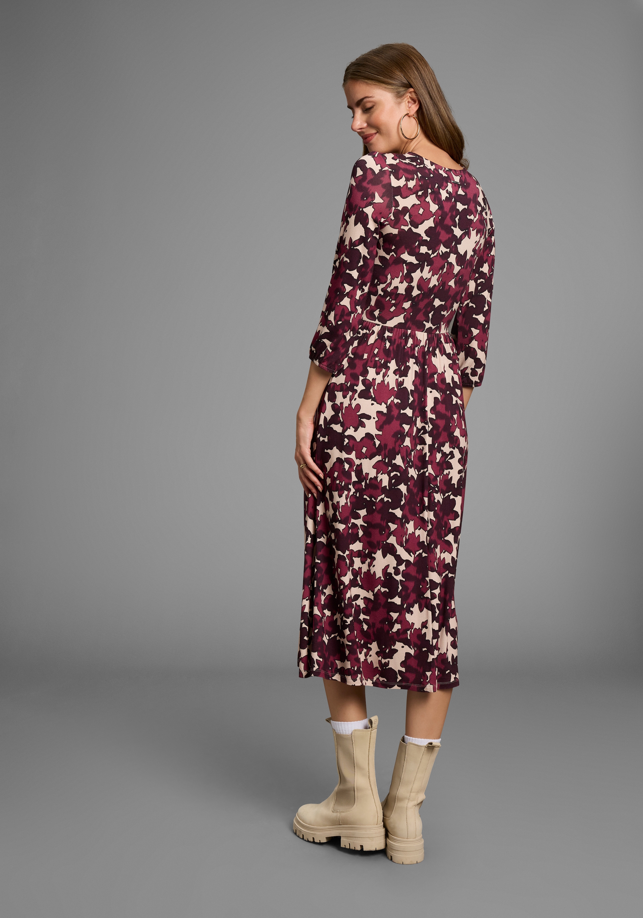 Laura Scott Midikleid, elegantes Blumenmuster aus Viskose-Mischung - NEUE KOLLEKTION