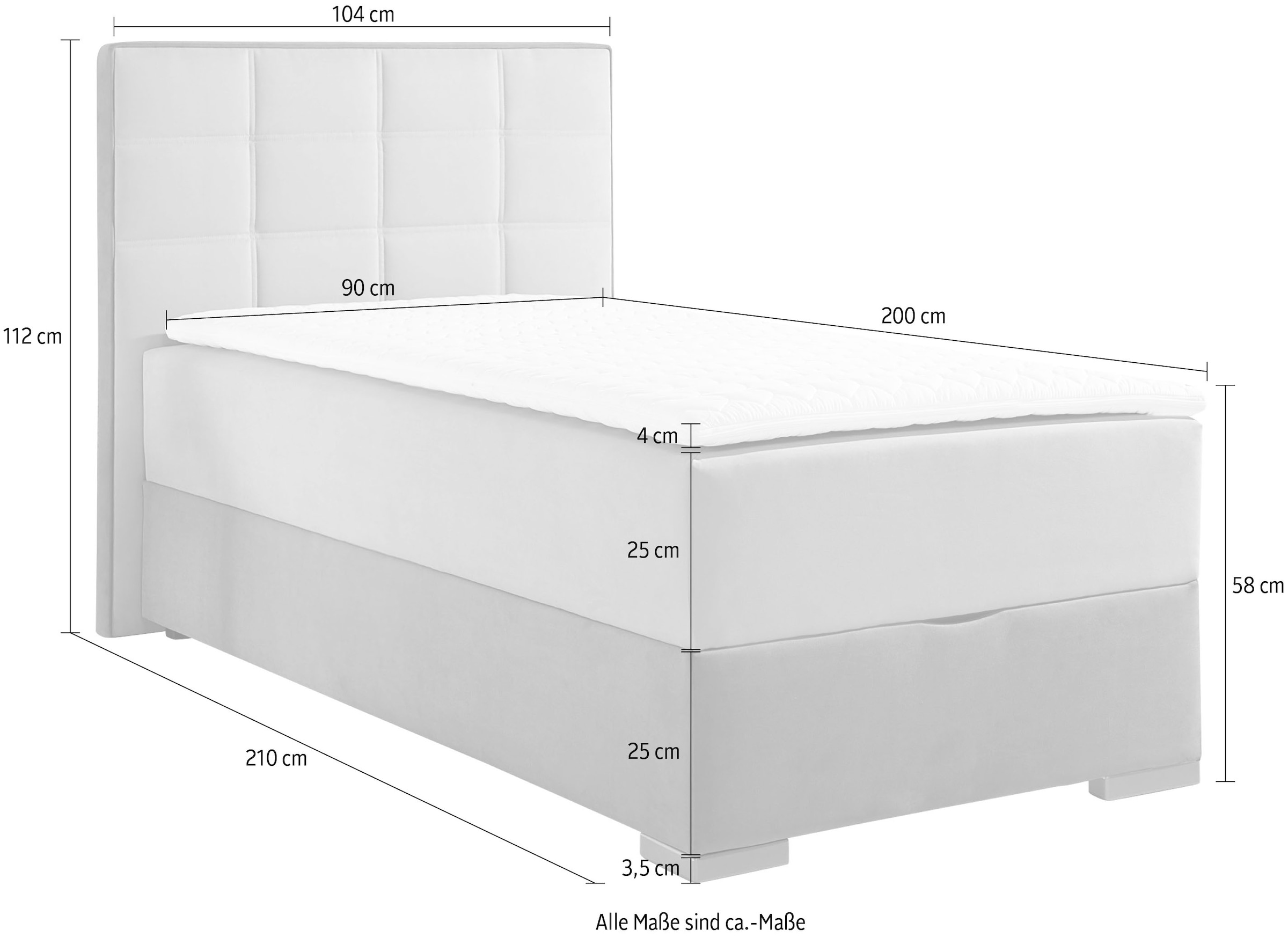 Maintal Boxspringbett, mit Bettkasten und Topper