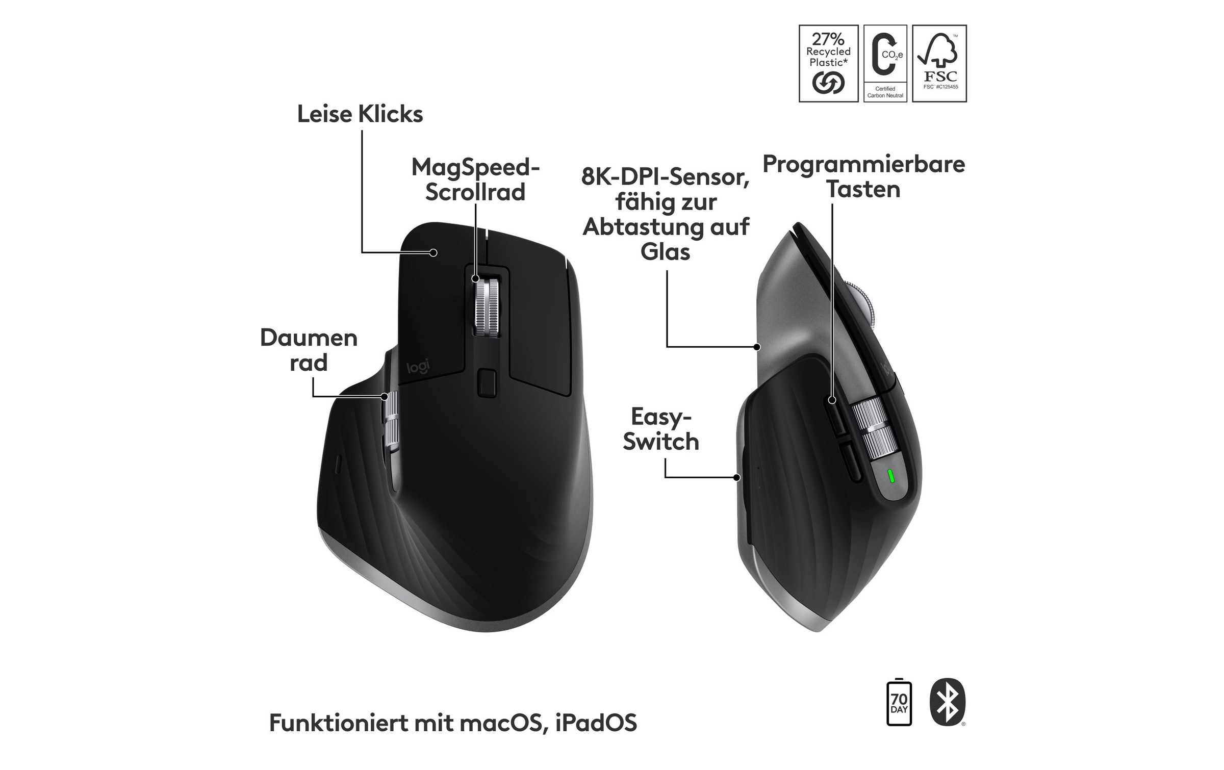 Logitech Tastatur- und Maus-Set »MX Keys S Combo for Mac«