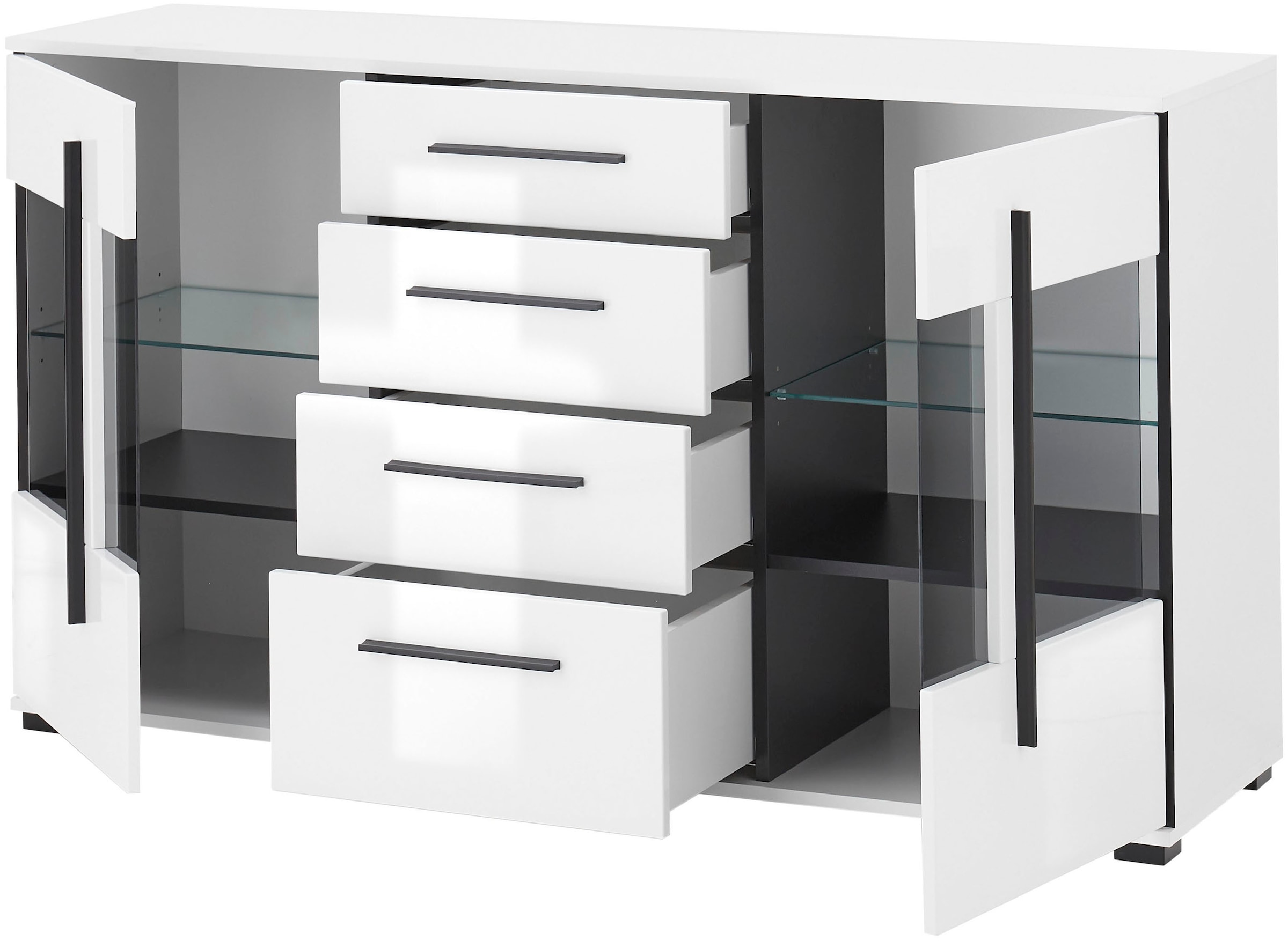 INOSIGN Sideboard »Cantara, moderner Schrank, Kommode in Eiche Evoke oder weiss«, schwarze Stangengriffe, ausreichend Stauraum, vielseitig einsetzbar