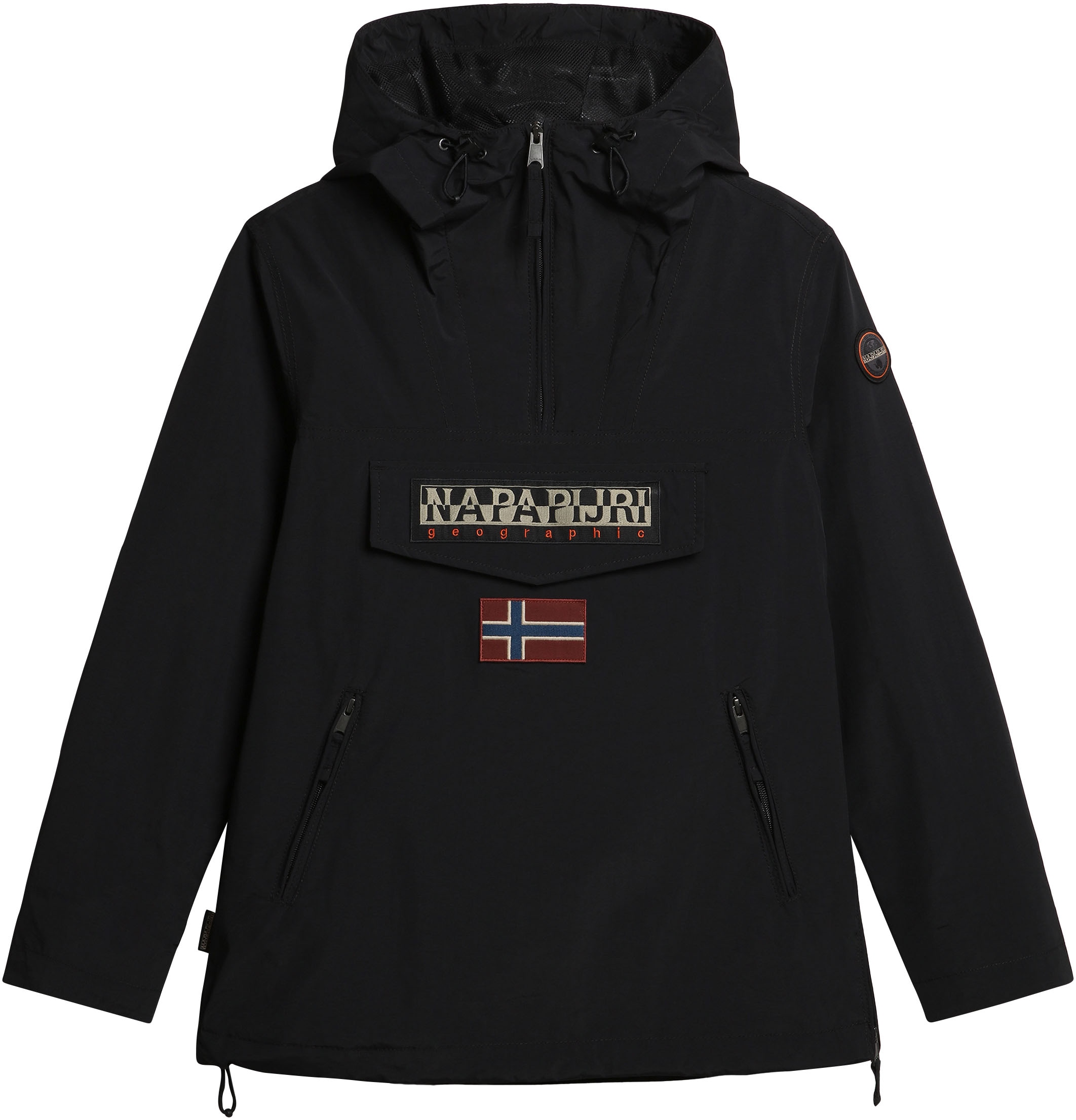 Napapijri Funktionsjacke »RAINFOREST S W PKT 3 041 BLACK«, mit Kapuze, Markenlogo auf dem Ärmel; Reissverschluss im Saum; Schnalle an Kapuze