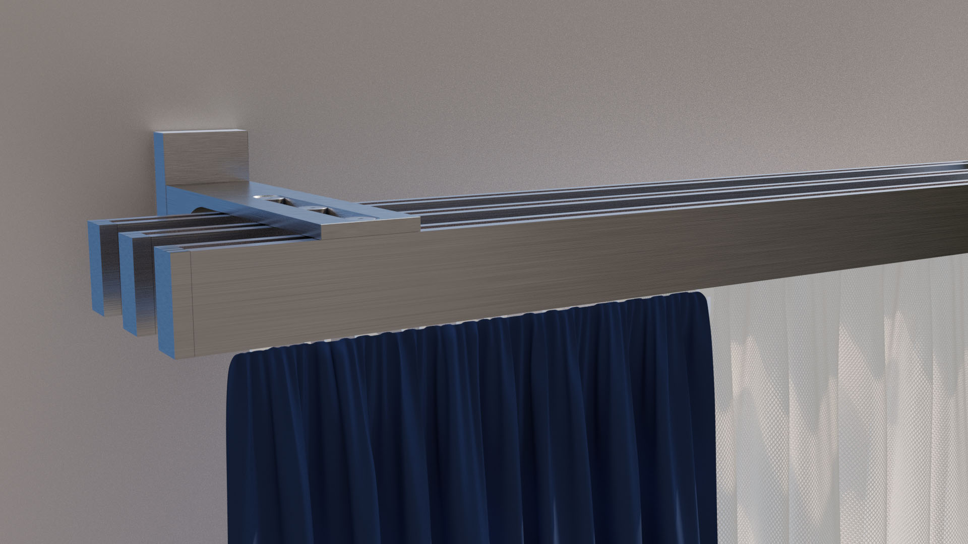 indeko Gardinenstange "Bern" 3 läufig-läufig Wunschmasslänge Innenlauf Komplett-Set inkl. Gleitern und Montagematerial