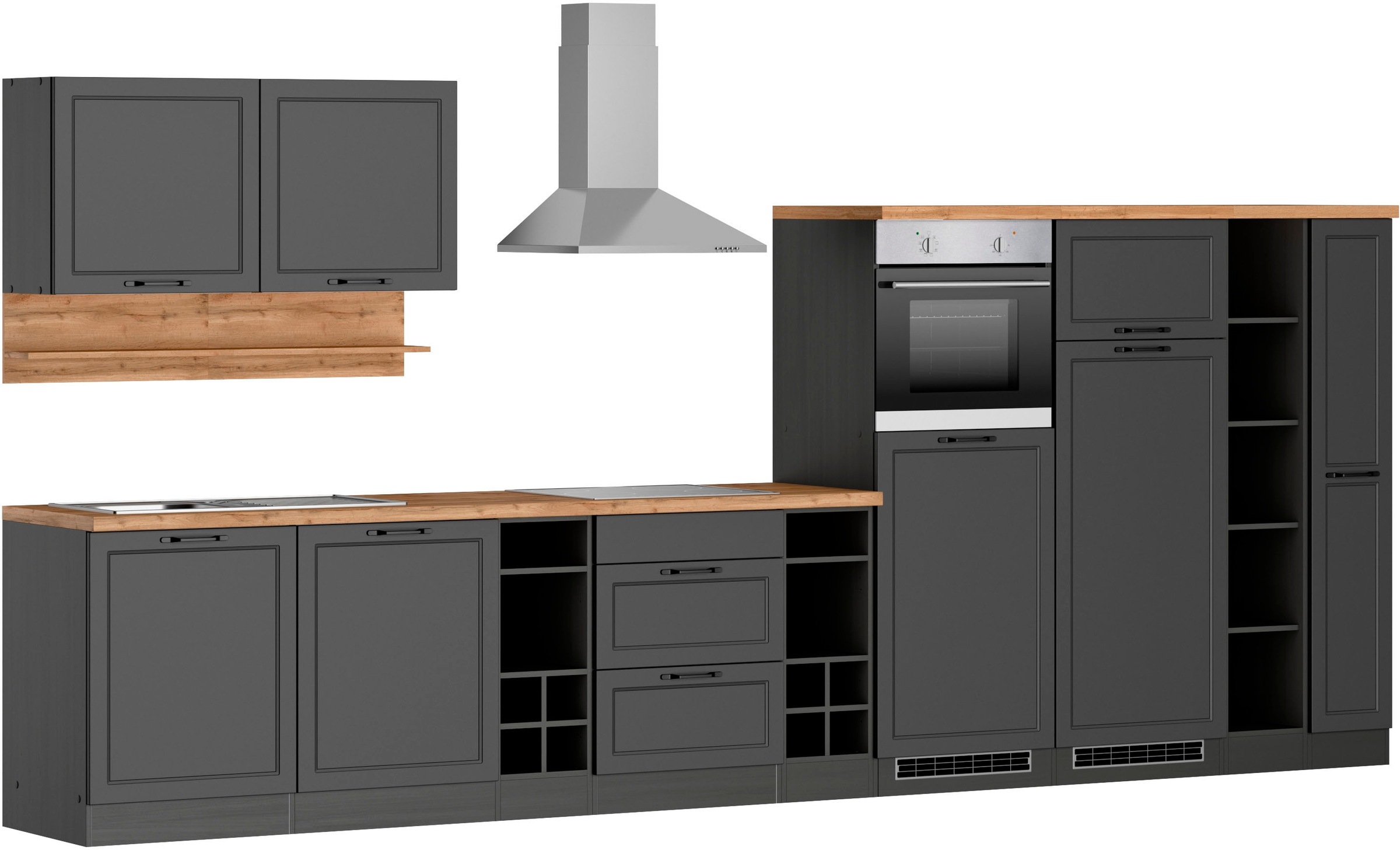 KOCHSTATION "KS-Lana" 420 cm breit, wahlweise mit oder ohne E-Geräte