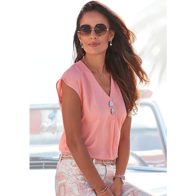 ❤ LASCANA Schlupfbluse, mit modischen Knöpfen, luftige Kurzarmbluse,  sommerlich entdecken im Jelmoli-Online Shop