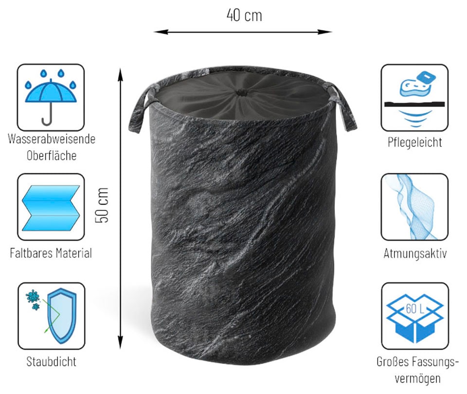 Sanilo Wäschekorb kräftige Oberfläche, | Jelmoli-Versand kaufen Deckel samtweiche mit Farben, online »Granit«
