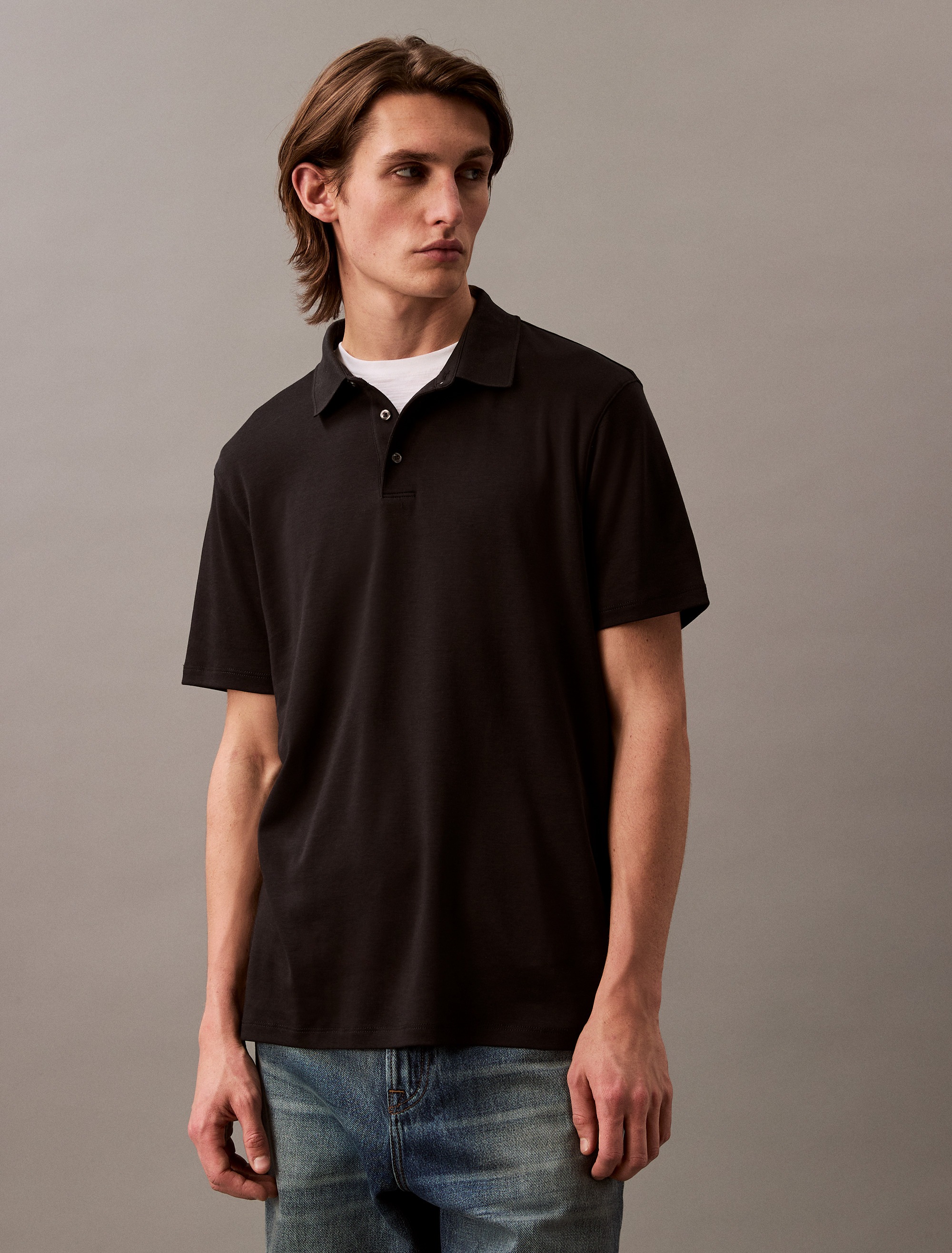 Calvin Klein Poloshirt »SS NA WHSL SUPIMA POLO« mit kontrastfarbigen Knöpfen