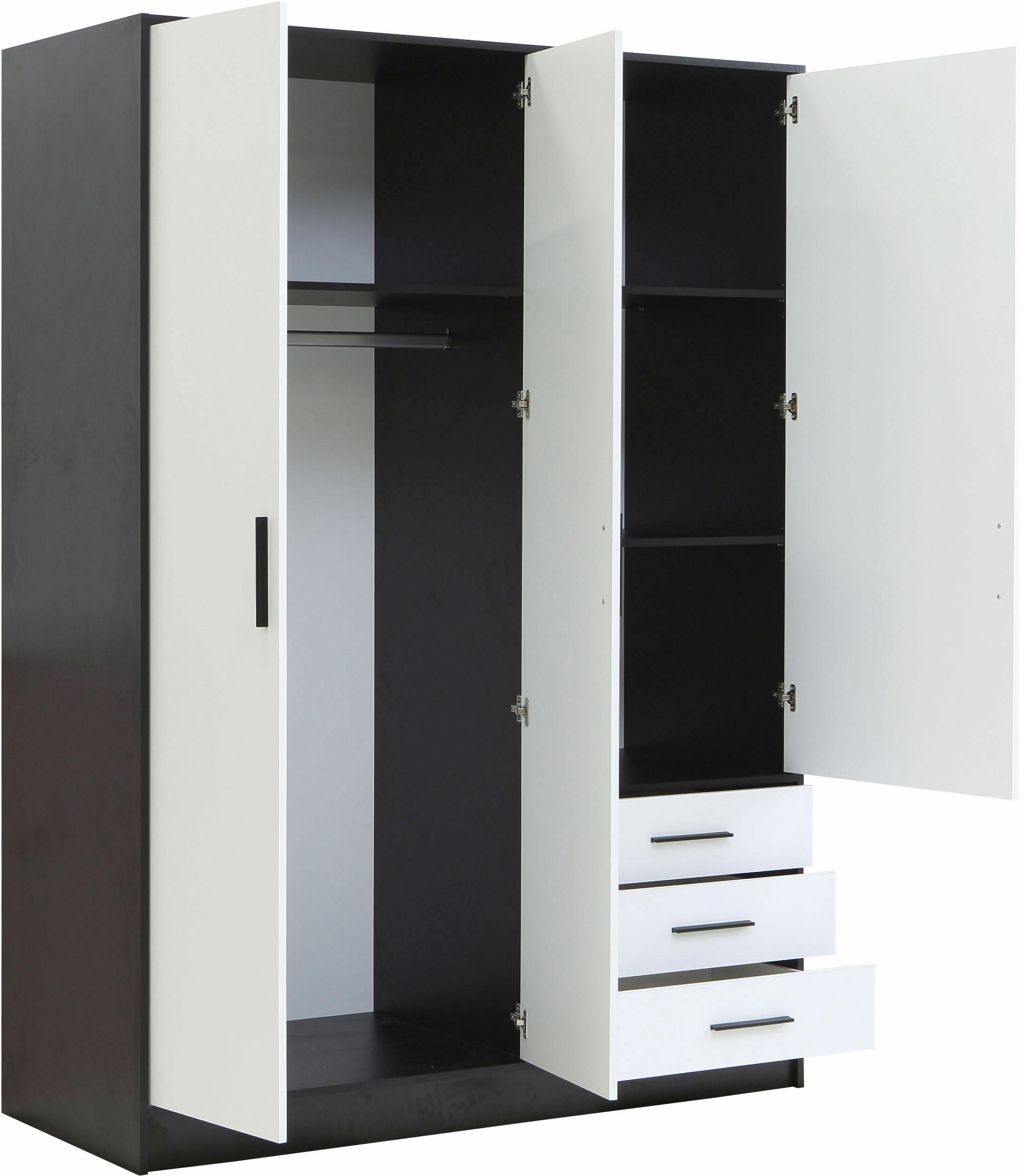 FORTE Kleiderschrank »Jupiter, Made in Europe, mit Schubladen«, (Masse (T/H): 60/200 cm), Stauraum, 2 Breiten, 4 Farben, Schubladen, variable Einlegeböden