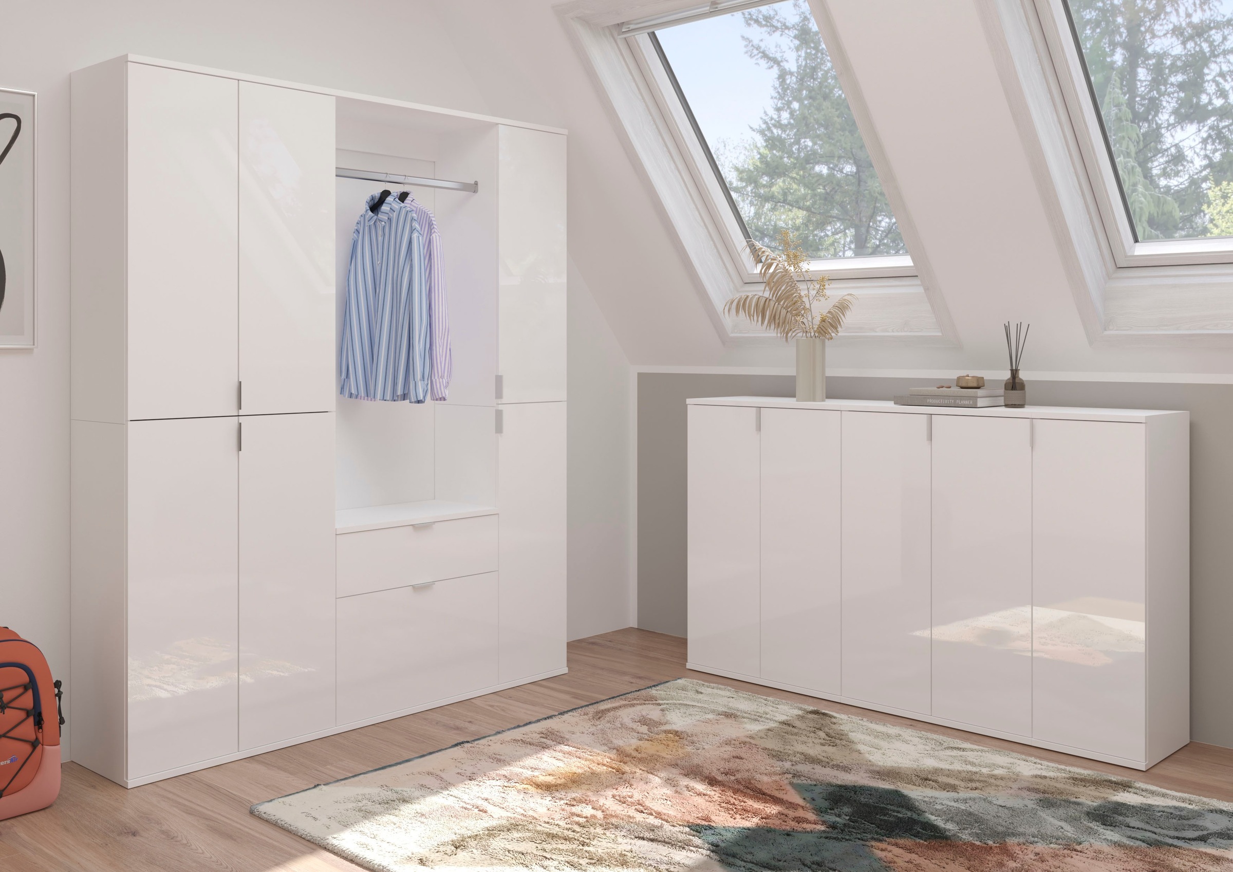 Home affaire Kommode "Trondheim, Breite 30 cm, 1 Tür, 3 Einlegeböden, 4 Fächer" Türanschlag wechselbar, Garderobenkommode, Schuhschrank, Schuhkommode