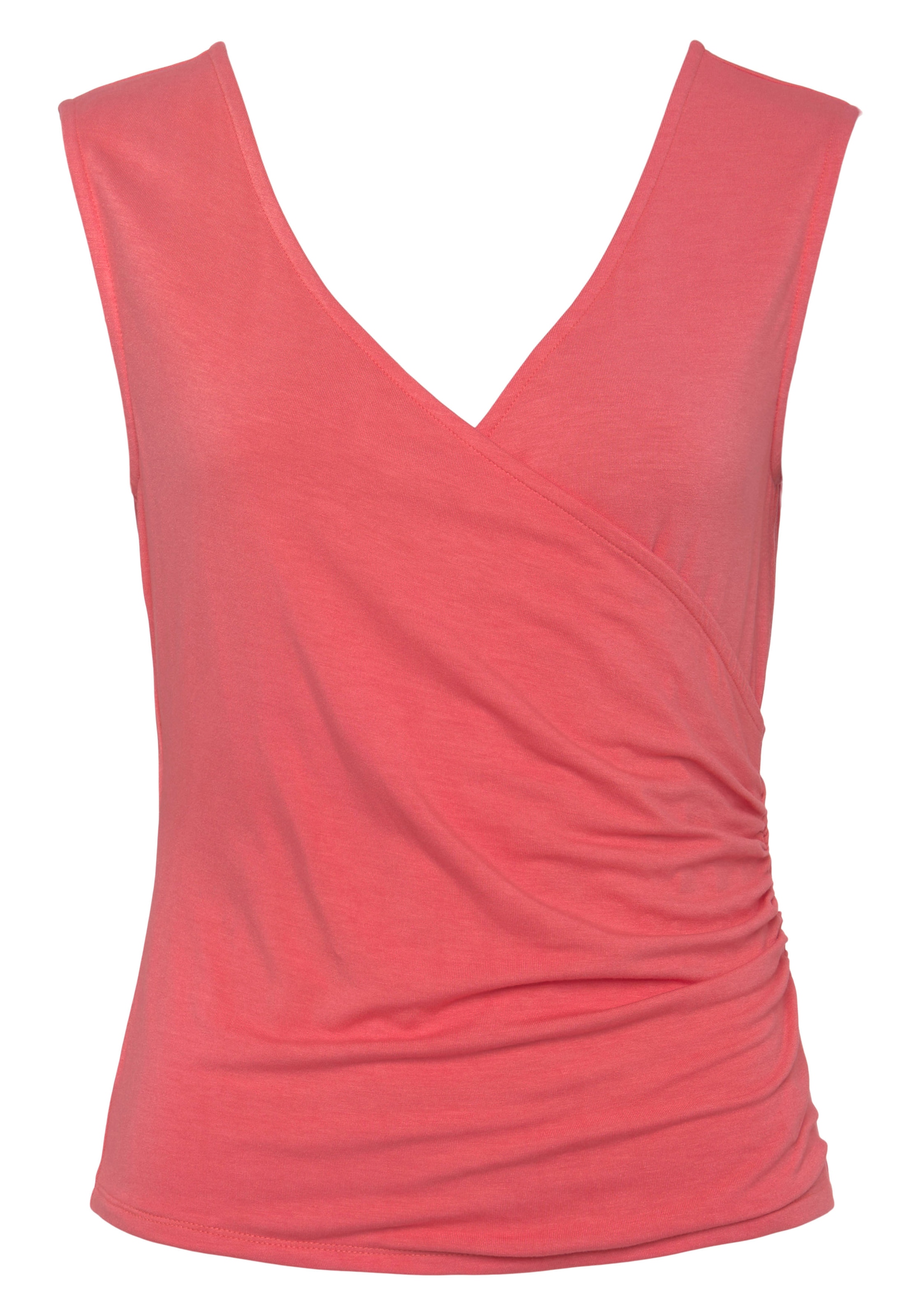 LASCANA Tanktop, mit Wickeloptik, Damentop mit Stretch und V-Ausschnitt