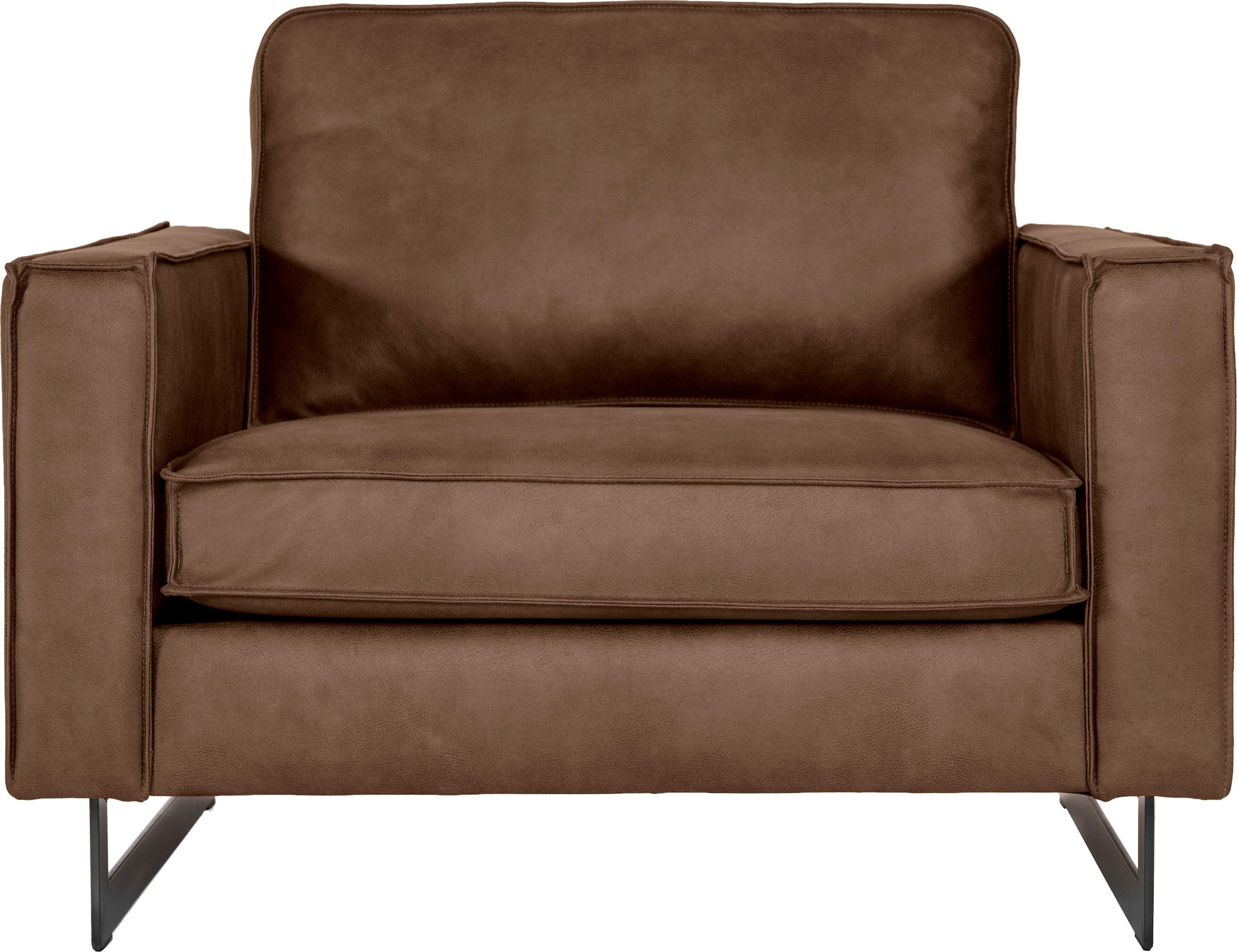 Places of Style Loveseat »Pinto 105 cm, Cord, Chenille, Lederoptik«, mit Keder, Metallfüssen und auch in Cord Bezug erhältlich