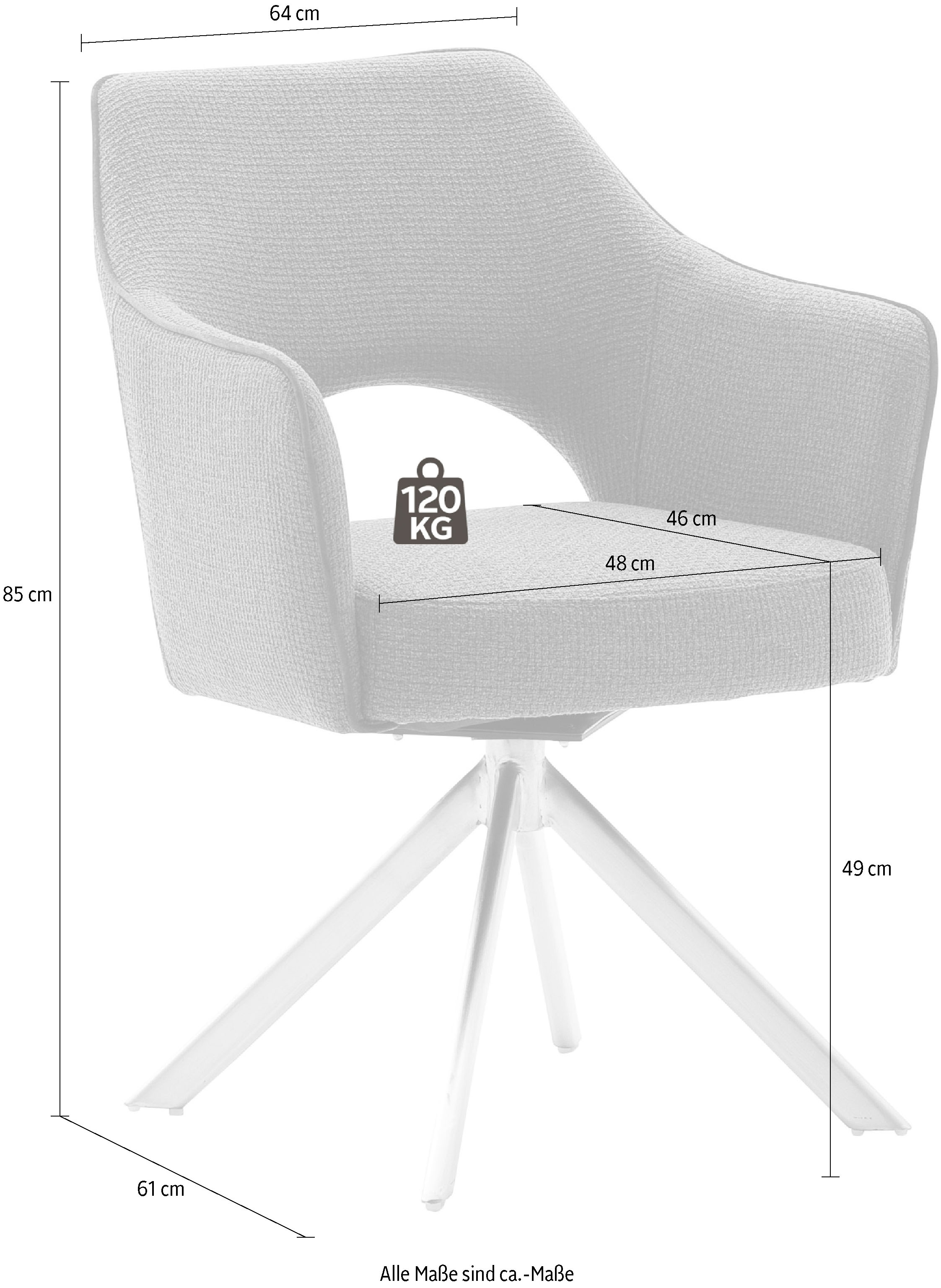 MCA furniture 4-Fussstuhl »Tonala«, (Set), 2 St., Velourstoff grob, (2er-Set), 180° drehbar, Belastbarkeit 120 kg, Sitzhöhe ca. 49 cm