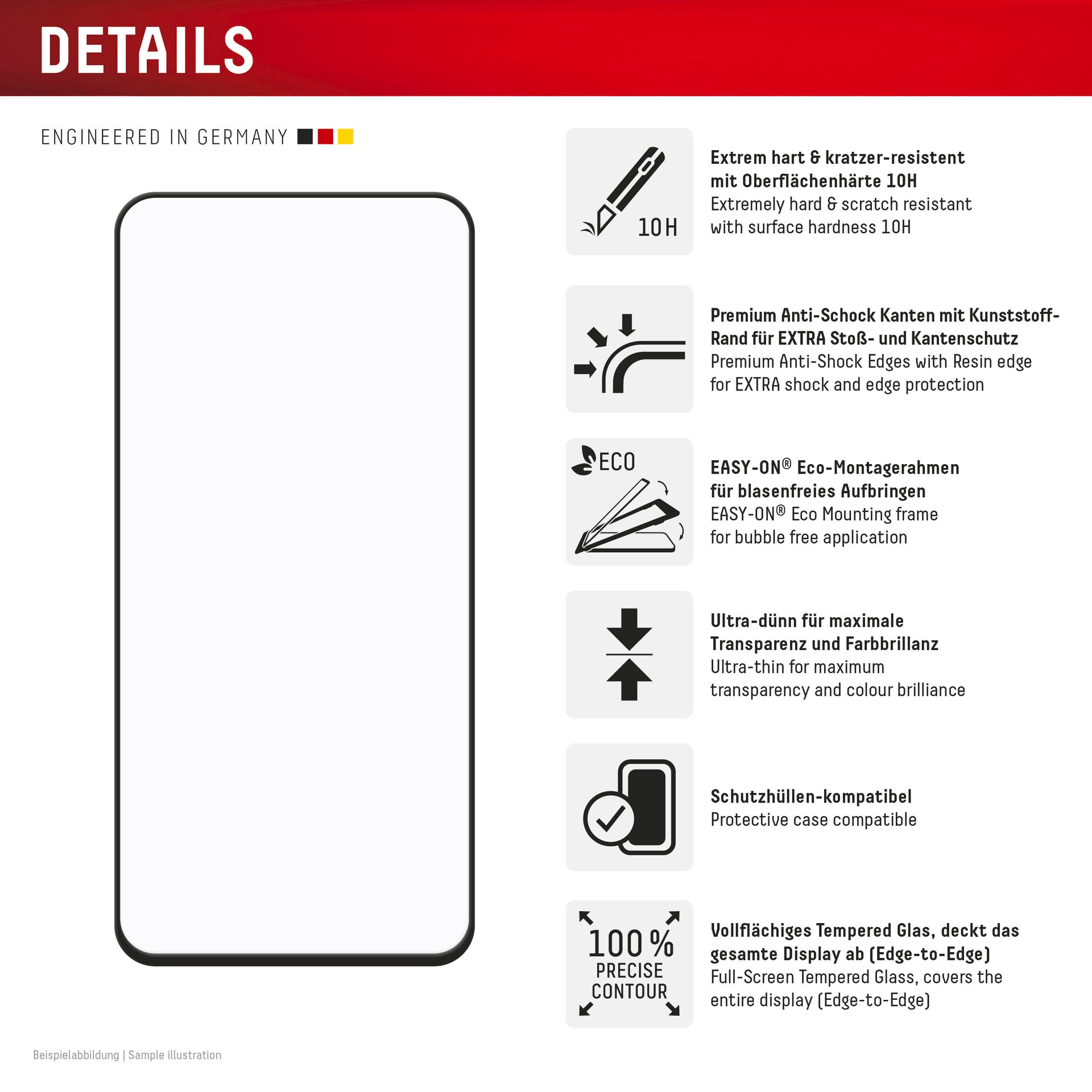Displex Displayschutzglas »Premium Glass Screen Protector (Full Cover)«, für Samsung Galaxy A56, Displayschutzfolie, Schutzfolie, Bildschirmschutz, kratz- & stossfest