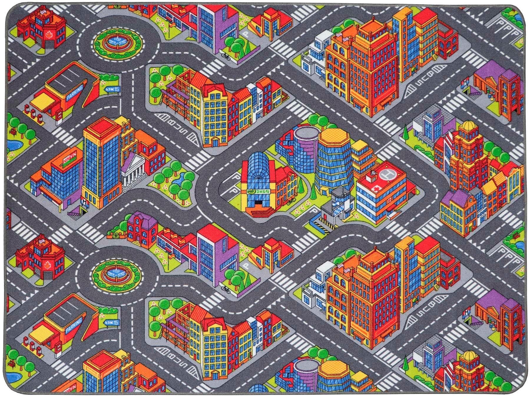 Primaflor-Ideen in Textil Kinderteppich »BIG CITY«, rechteckig, Strassen-Spiel-Teppich, Strassenbreite ca. 9 cm, Kinderzimmer