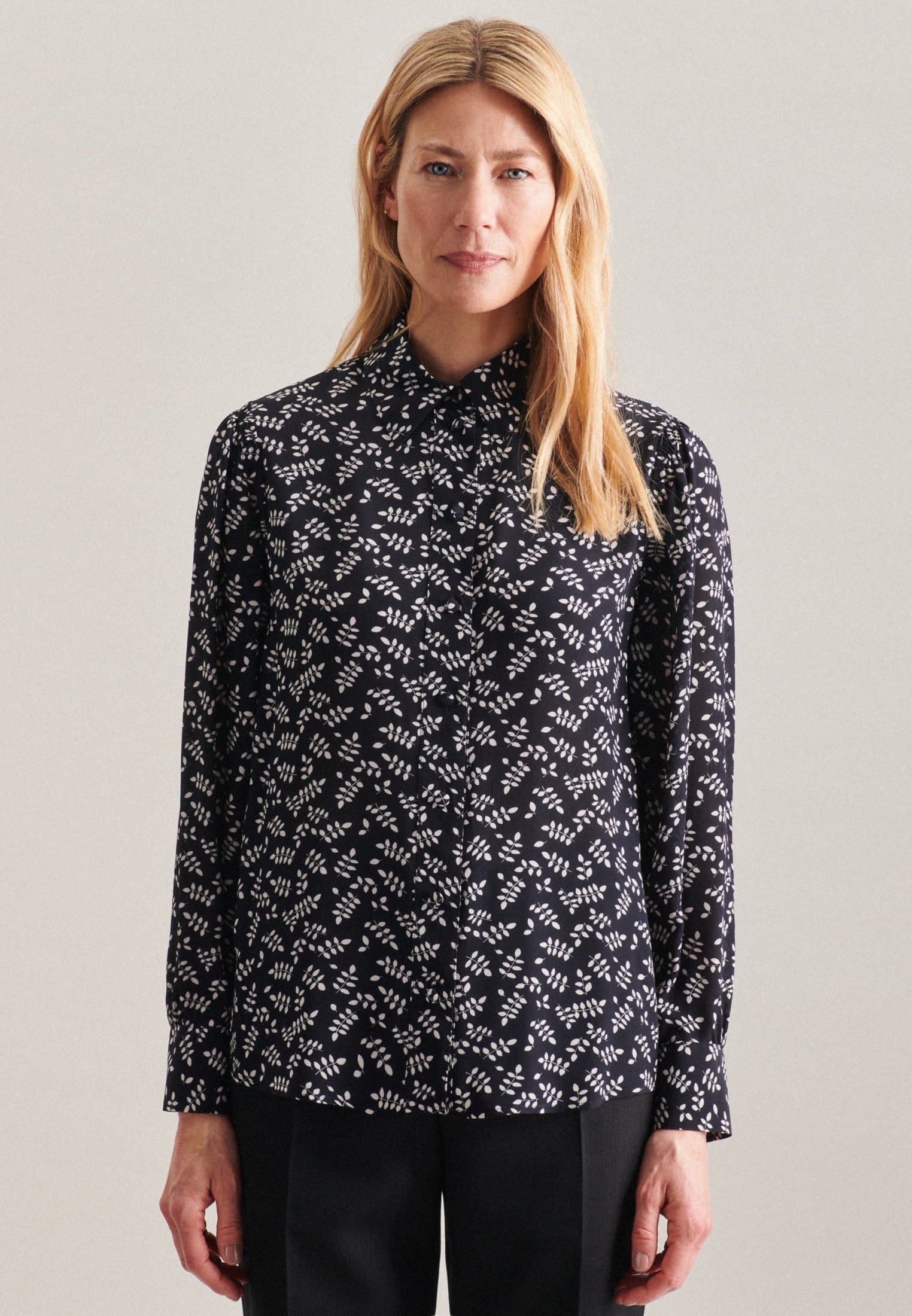 seidensticker Klassische Bluse »Schwarze Rose« Langarm Kragen Druck
