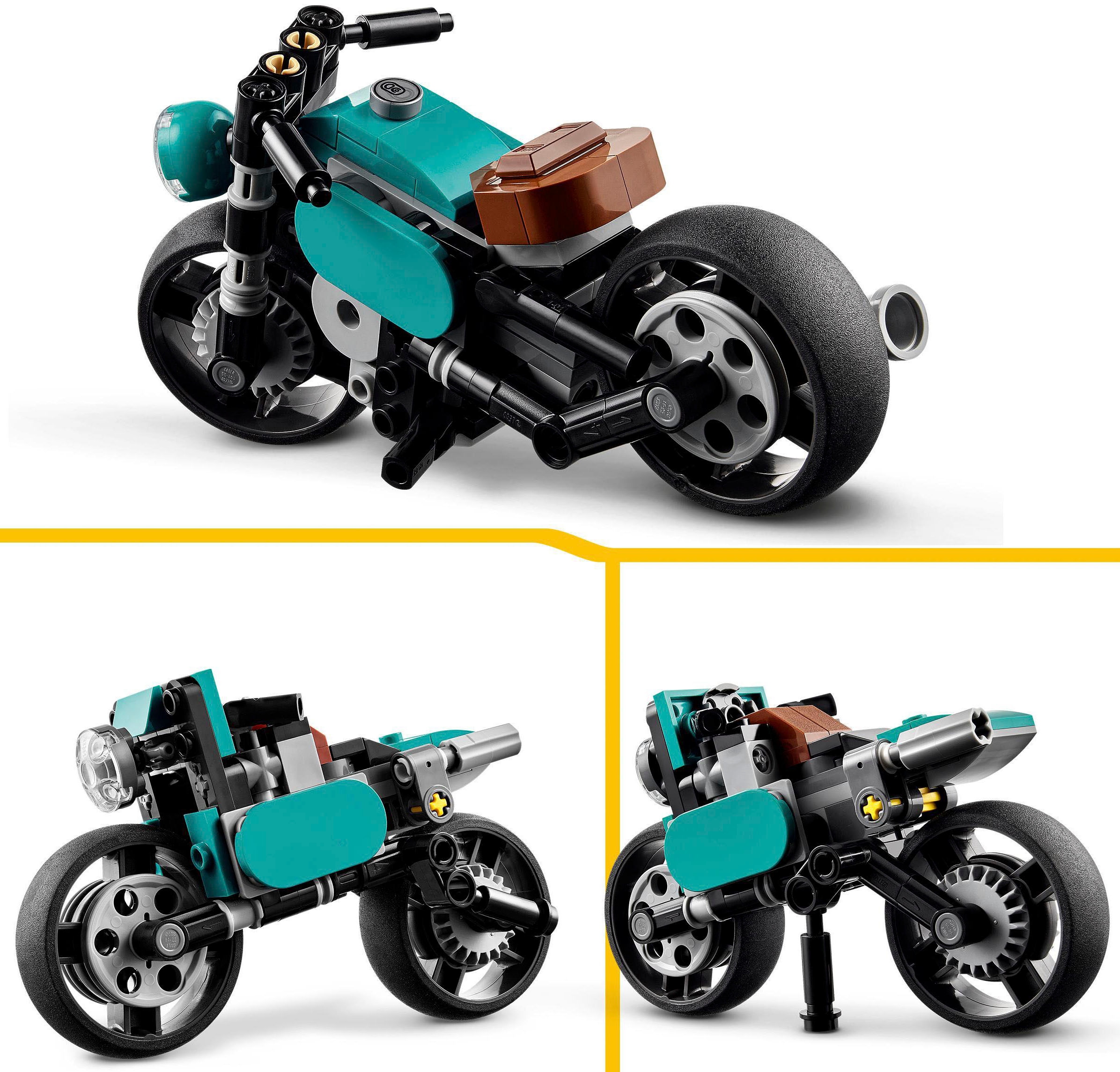 LEGO® Konstruktionsspielsteine »Oldtimer Motorrad (31135), LEGO® Creator 3in1«, (128 St.)