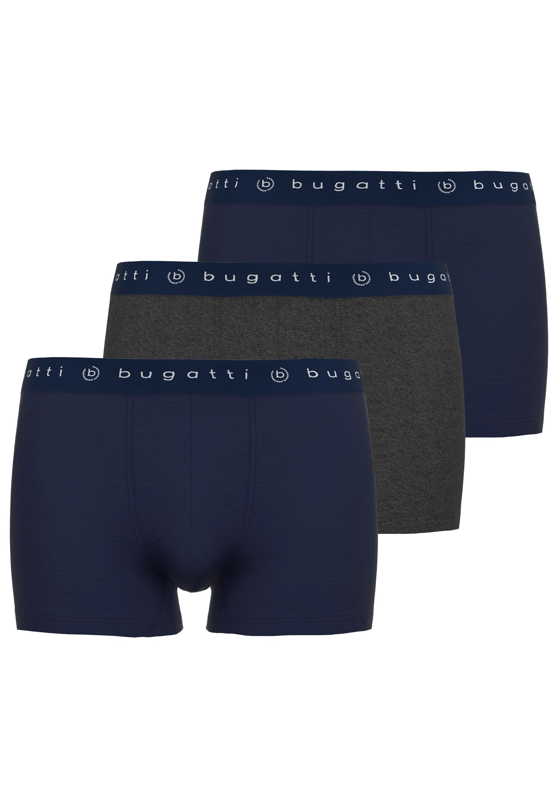 bugatti Slip »Mailand« 3er Pack, breiter Bund, mit Logo, atmungsaktiv, Baumwollmix, eng
