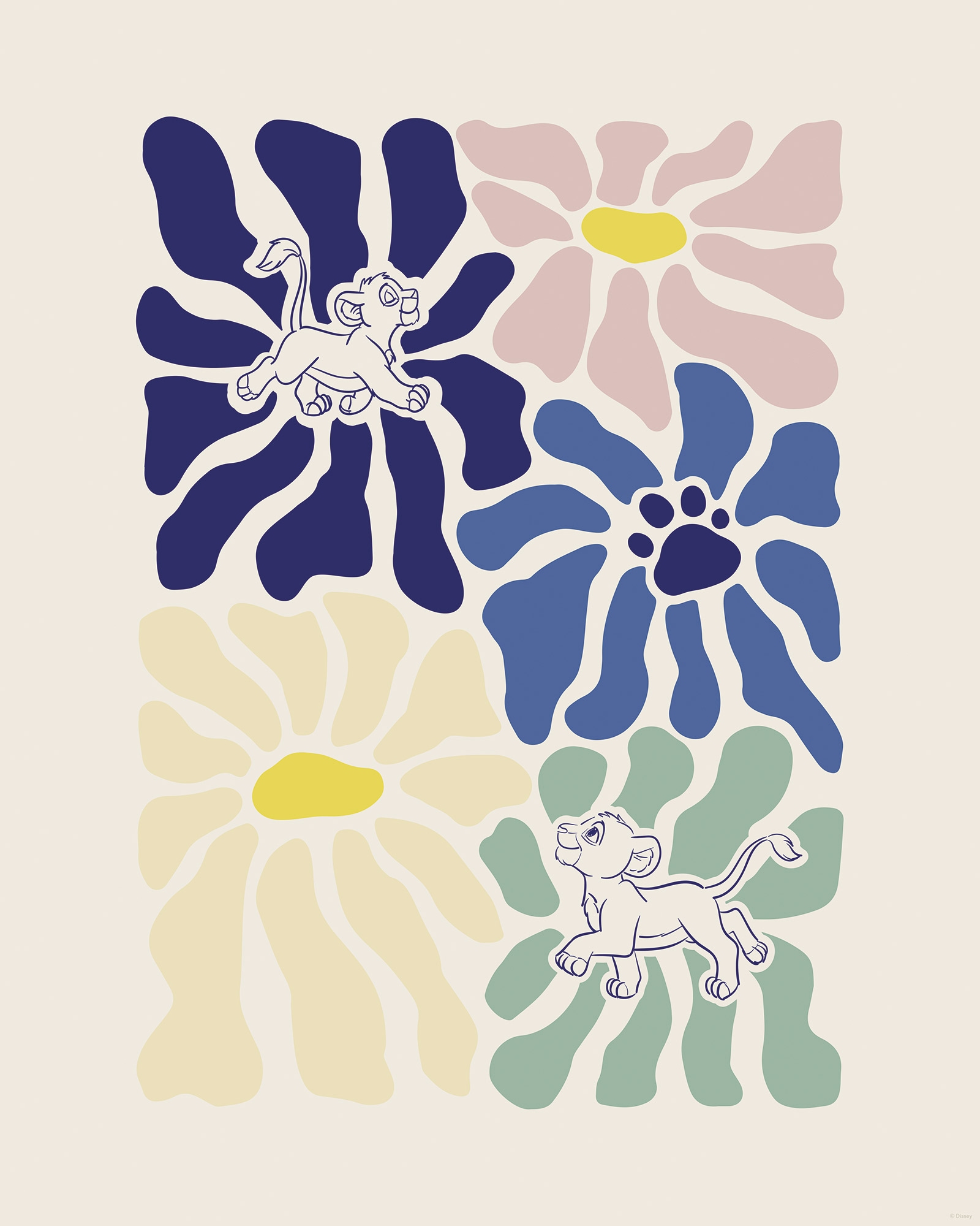 Komar Wandbild »Disney The Lion King Between Flowers«, Disney, (Set, 1 St.), 40 x 50 cm (Breite x Höhe) - Kinderzimmer, Dekoration
