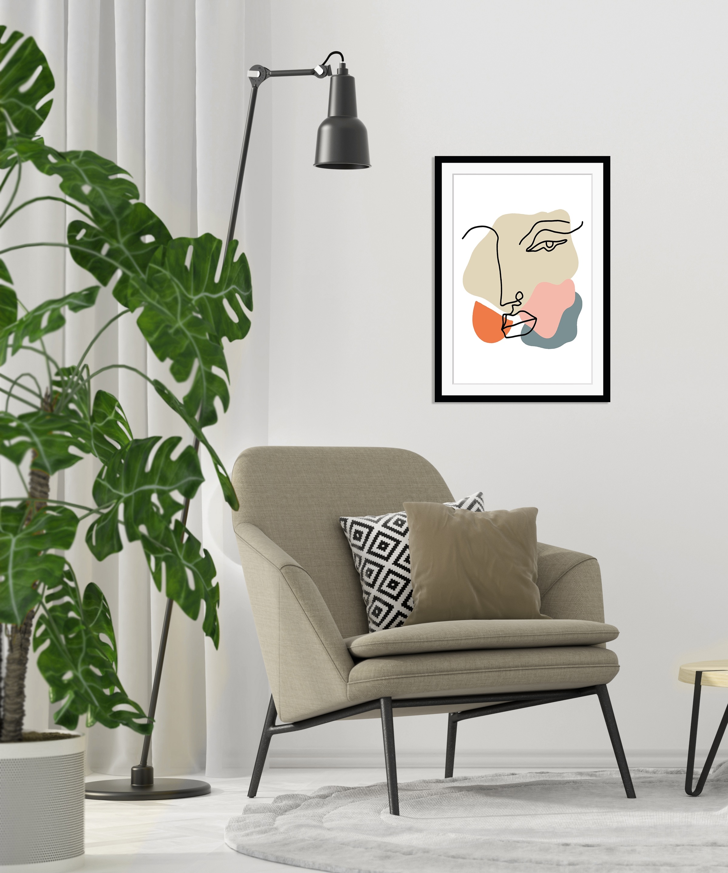 queence Bild »Dean«, Abstrakt-Figuren-Kunst-Gemälde-Gesicht, HD Premium Poster-Druck inkl. Holzrahmen