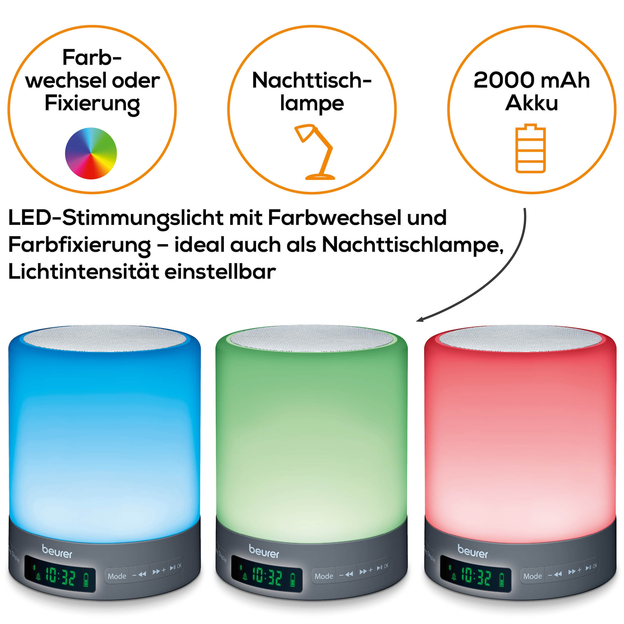 BEURER Tageslichtwecker »WL 50 Lichtwecker, simuliert den Sonnenaufgang für sanftes Aufwachen«, Mit farbigem Stimmungslicht, mit Radiofunktion und optionalem Weckton