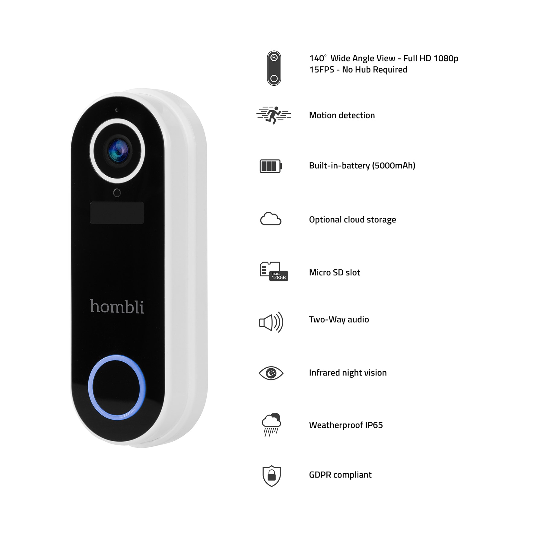 Hombli Smart Home Türklingel »smarte Türklingel 2 + Gong«, Aussenbereich
