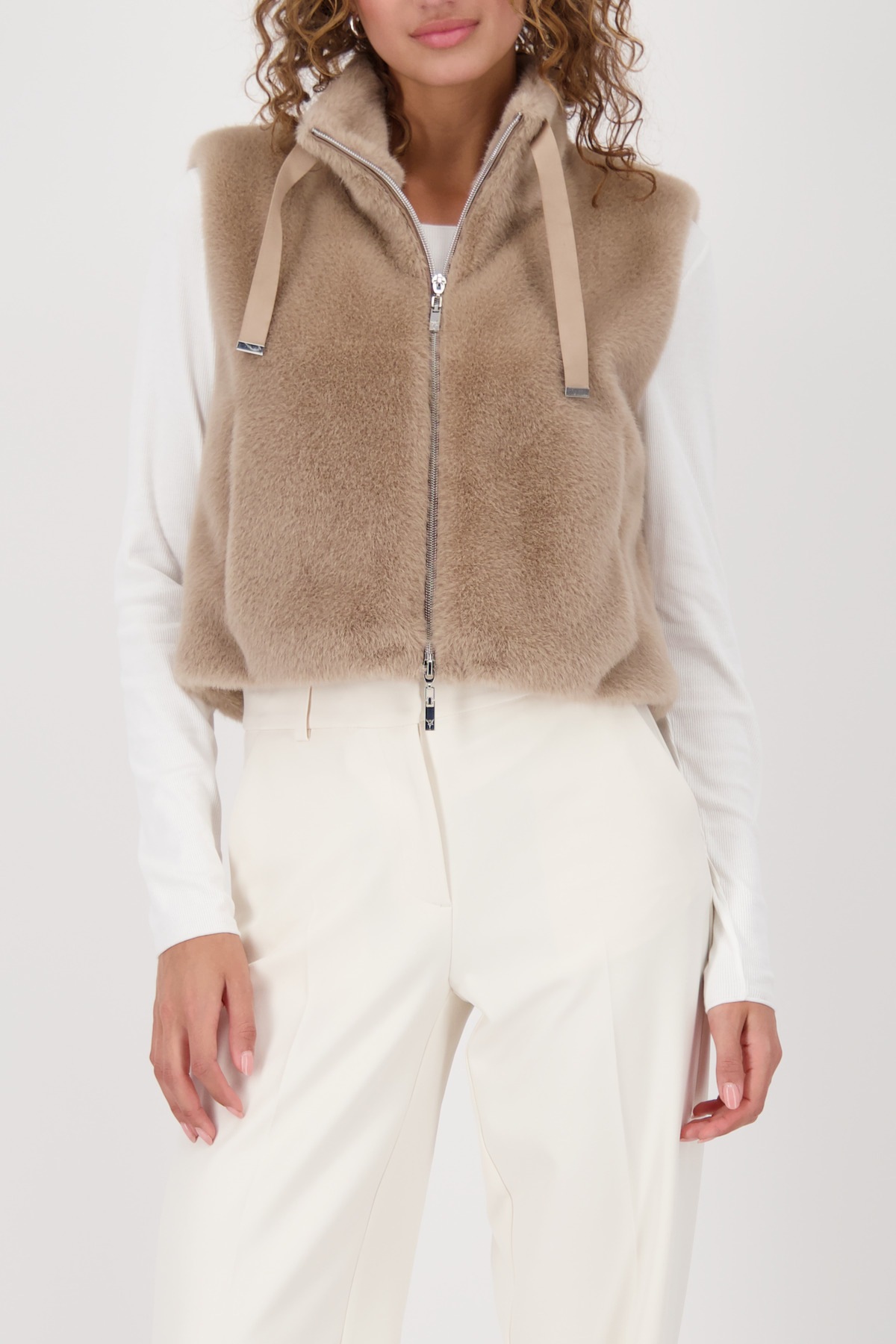 Monari Fellimitatweste »Weste fake fur« Regular fit mit Rundhalsausschnitt