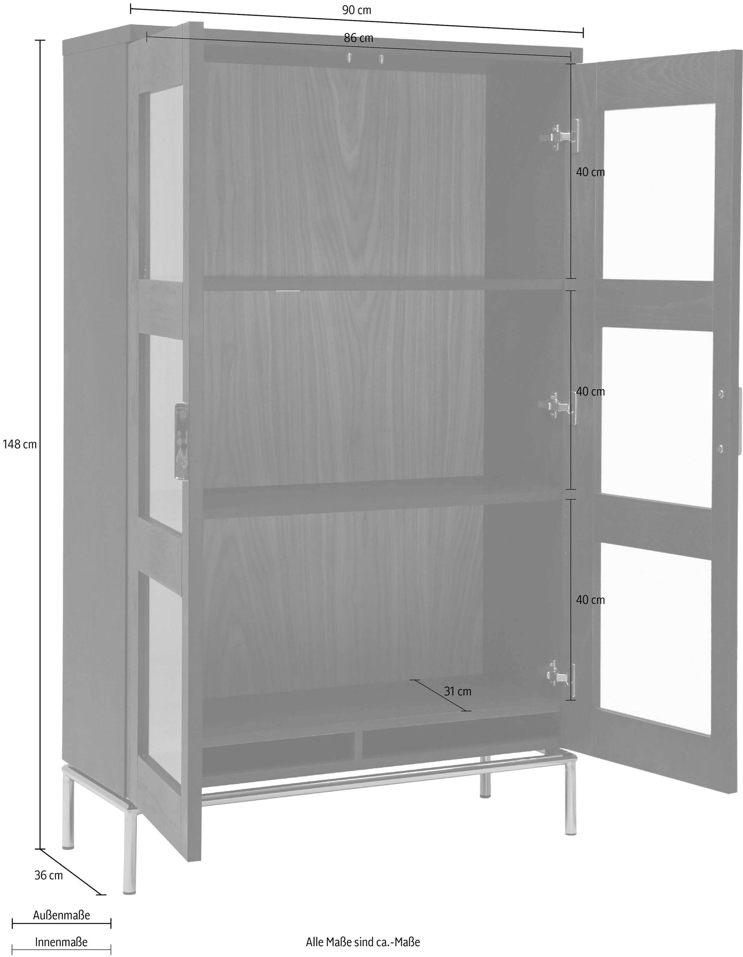 Woodman Vitrine »Parlan«, mit zwei Glastüren und Soft-Close-Funktion, Breite 148 cm, FSC®