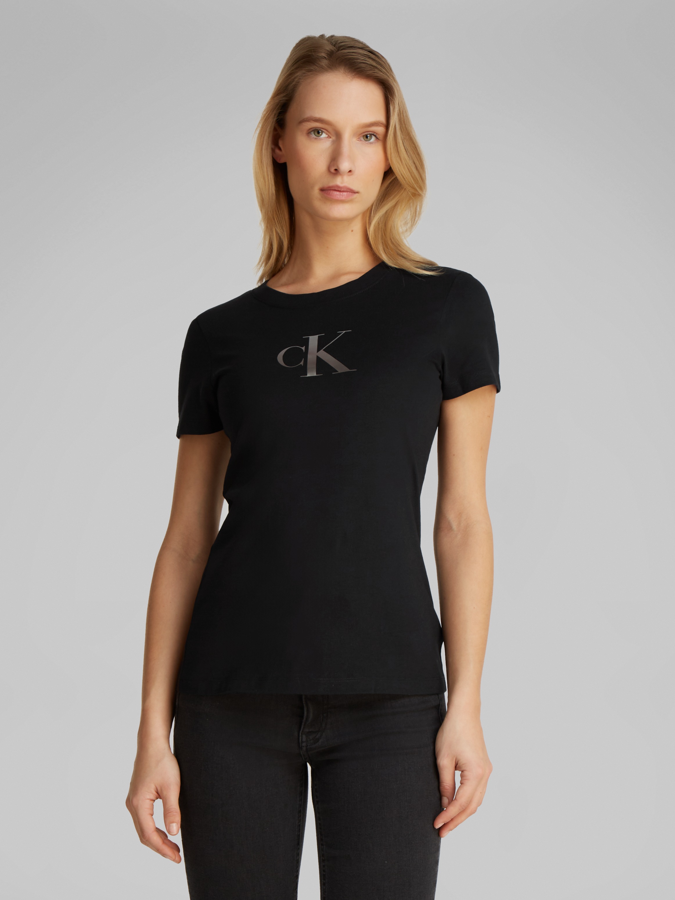 Calvin Klein Jeans Rundhalsshirt »GRADIENT CK SLIM TEE« mit Logodruck