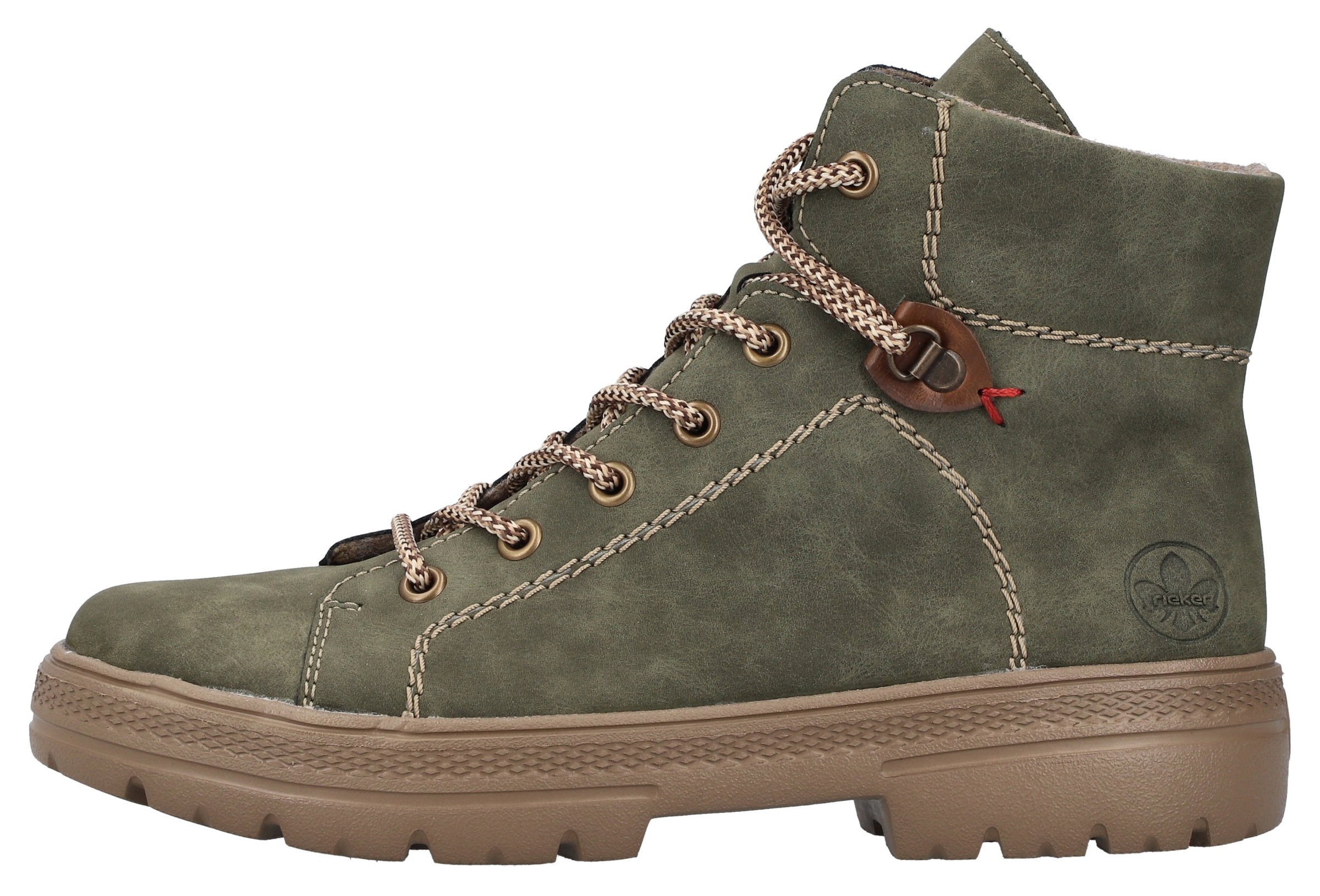 Rieker Schnürboots, Stiefelette, Plateausohle, Kontrastnaht, mit Innenreissverschluss