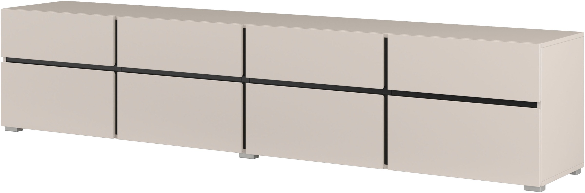 OTTO home Lowboard "Cross,Breite 225 cm, moderne grifflose TV-Kommode" TV-Schrank mit viel Stauraum, TV-Board