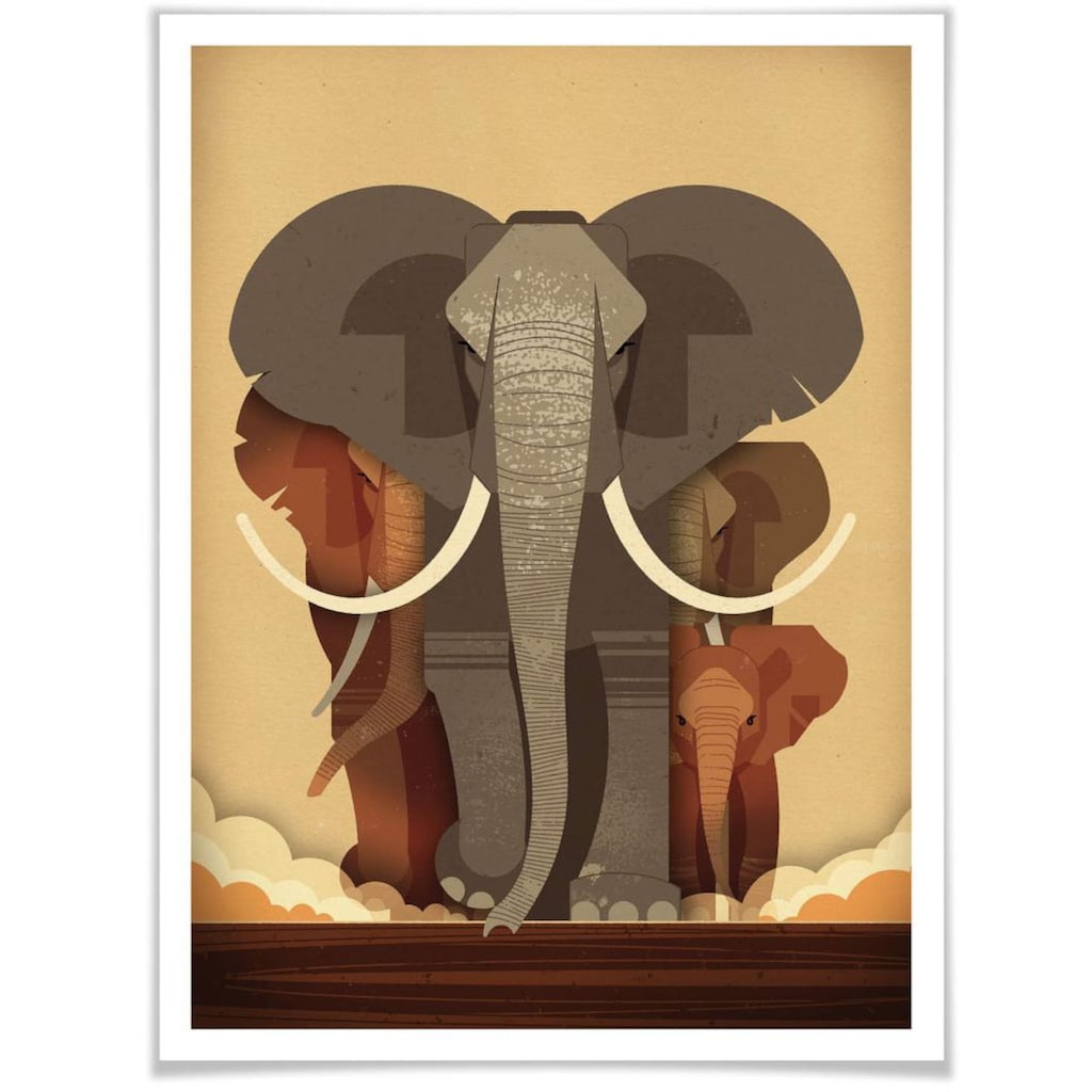 Wall-Art Poster »Elephants«, Elefanten, (1 St.)