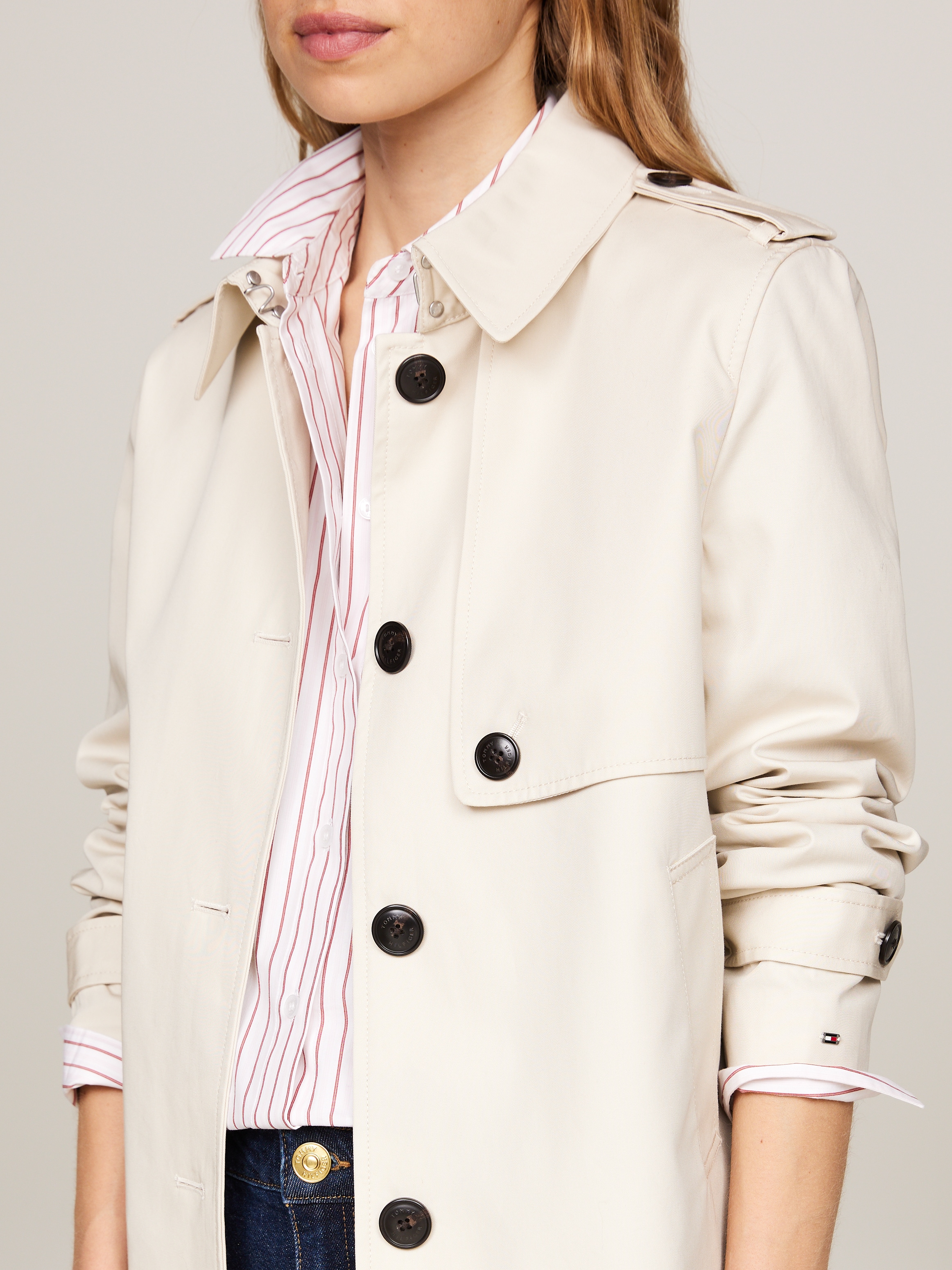 Tommy Hilfiger Kurzjacke »COTTON SB SHORT TRENCH«, mit typischen Trenchdetails