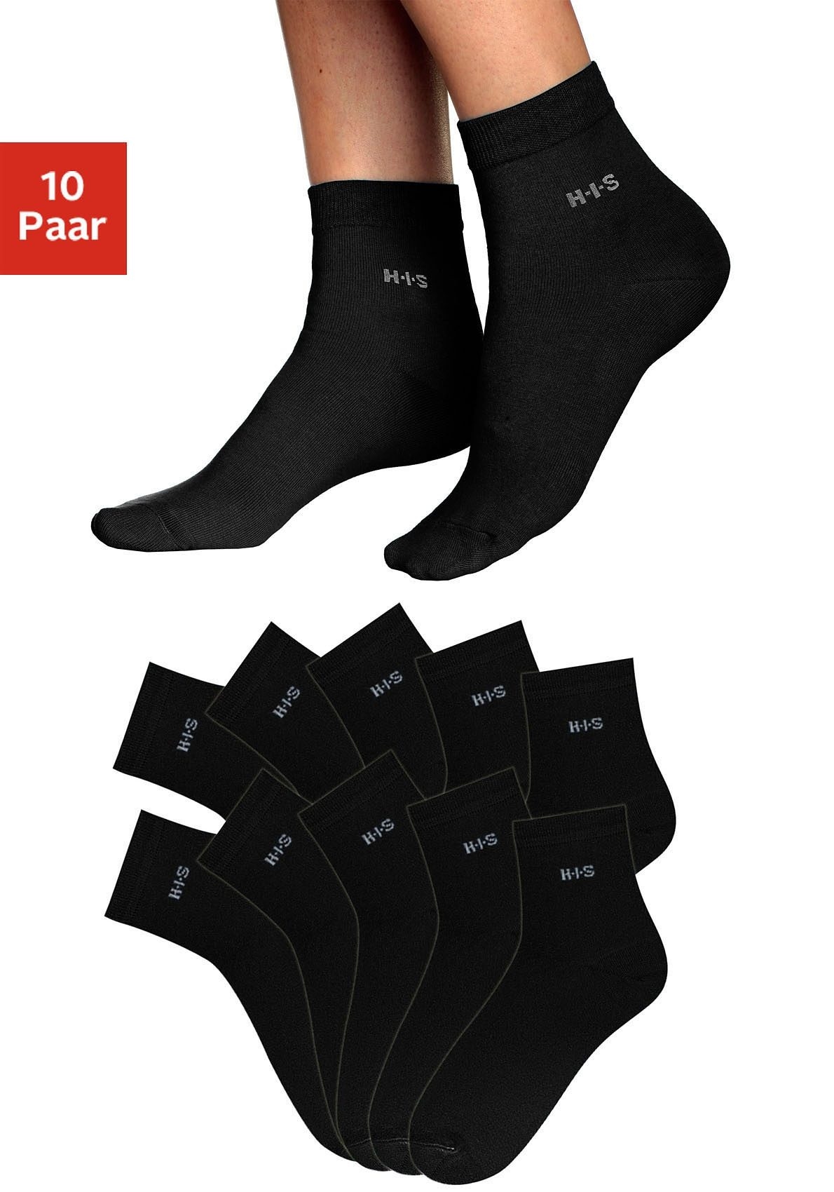 H.I.S Kurzsocken, (Packung, 10 Paar), aus leichter atmungsaktiver Qualität