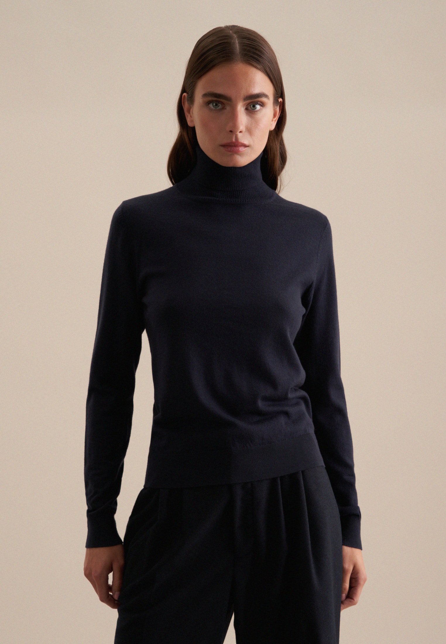 seidensticker Strickpullover »Schwarze Rose« Langarm Rollkragen Uni