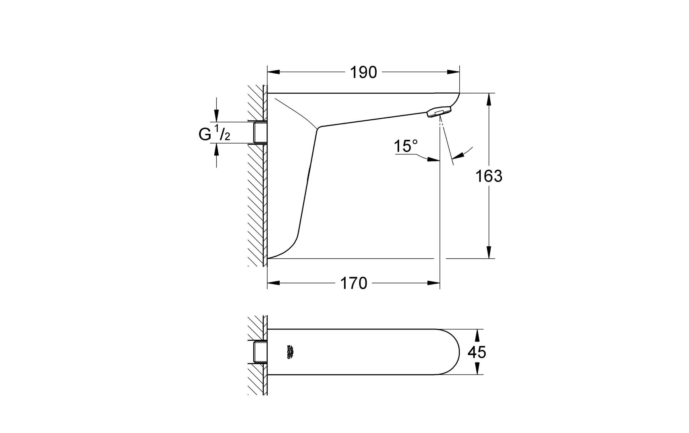 Grohe Badarmatur »Euroeco CE Elektr.Arm. WT AP«