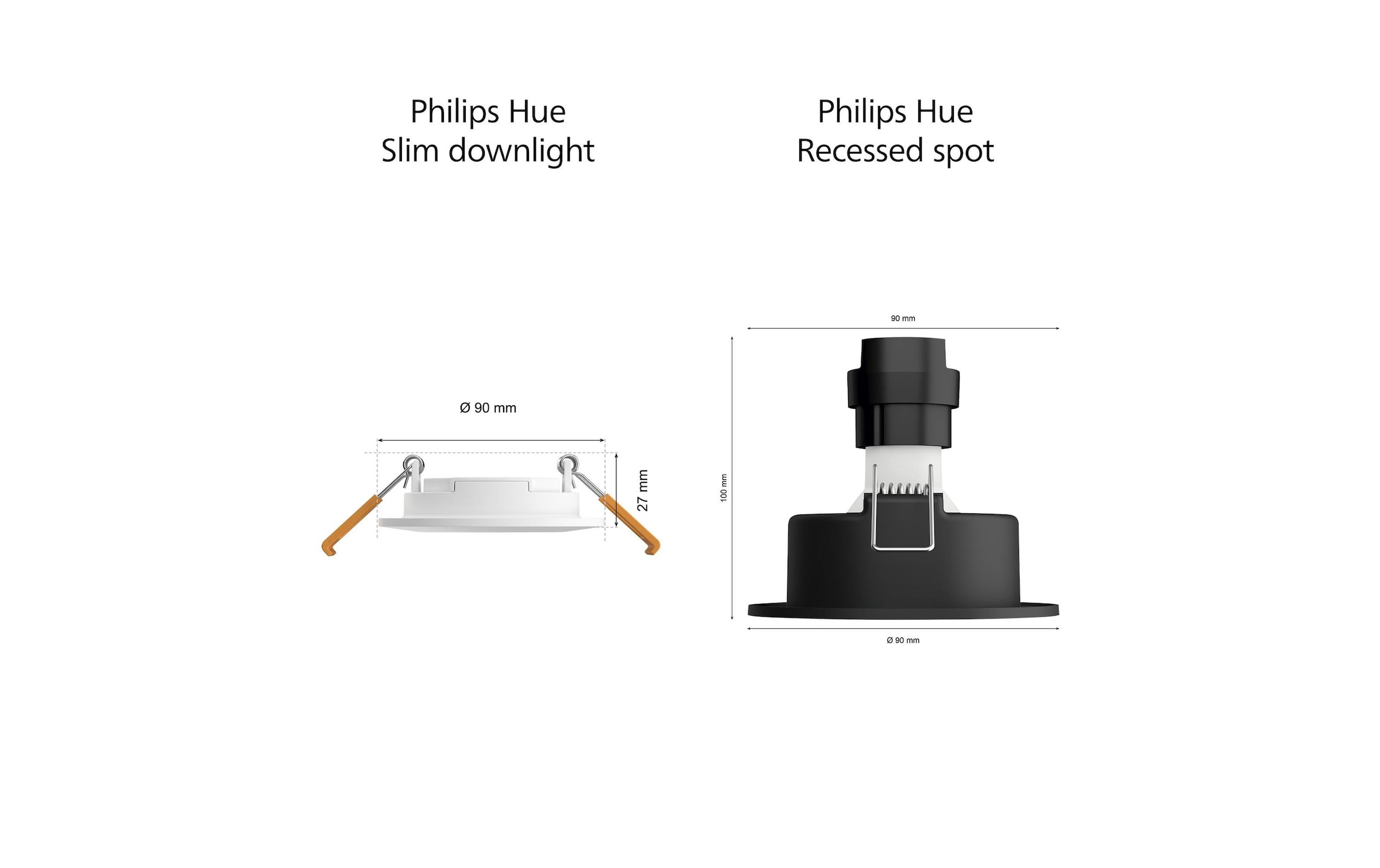 Philips Hue LED Deckenleuchte »White & Color Ambiance Slim Recessed 90 mm weiss«