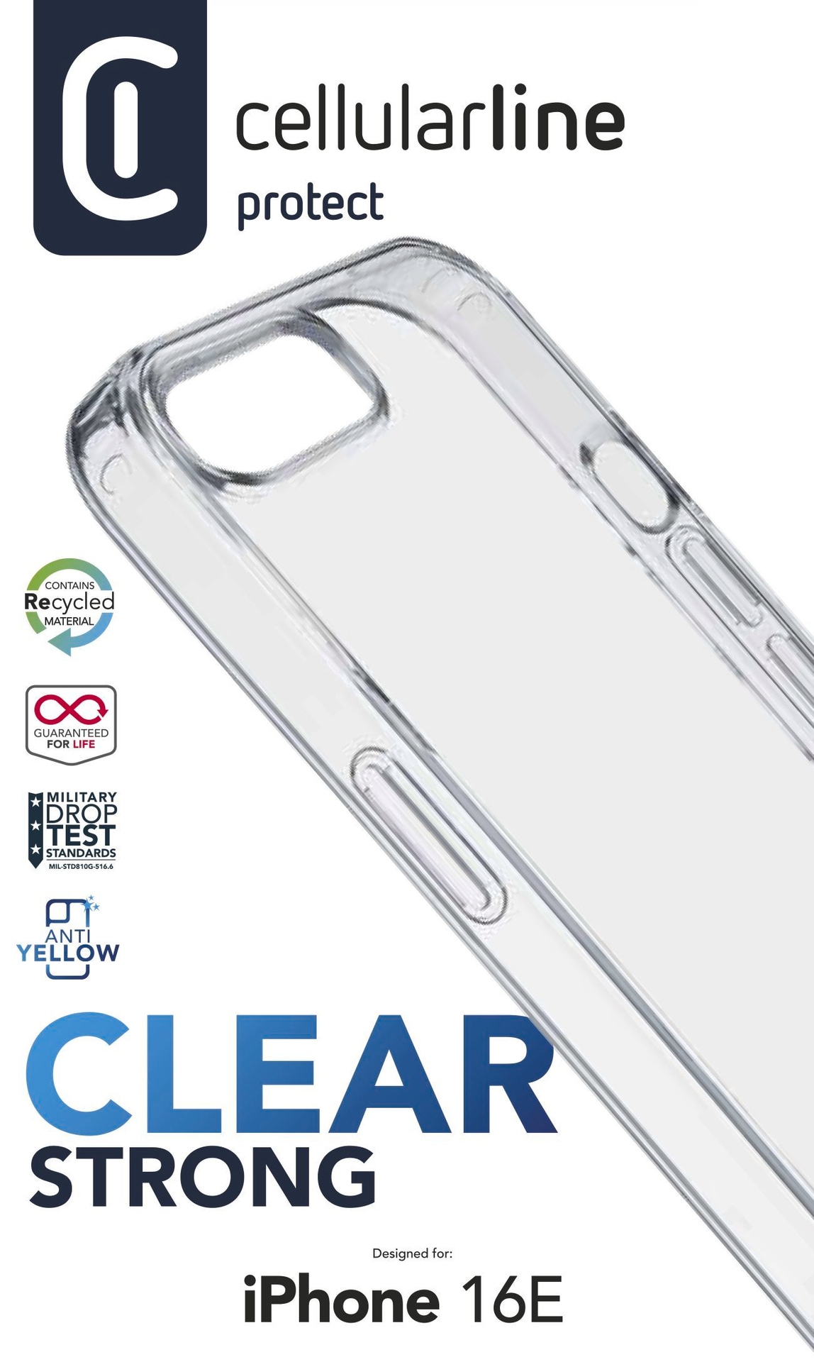 Cellularline Handyhülle »Strong Case für Apple iPhone 16e«, Apple iPhone 16e, Backcover, Schutzhülle, Handyschutzhülle, Case, Schutzcase, stossfest