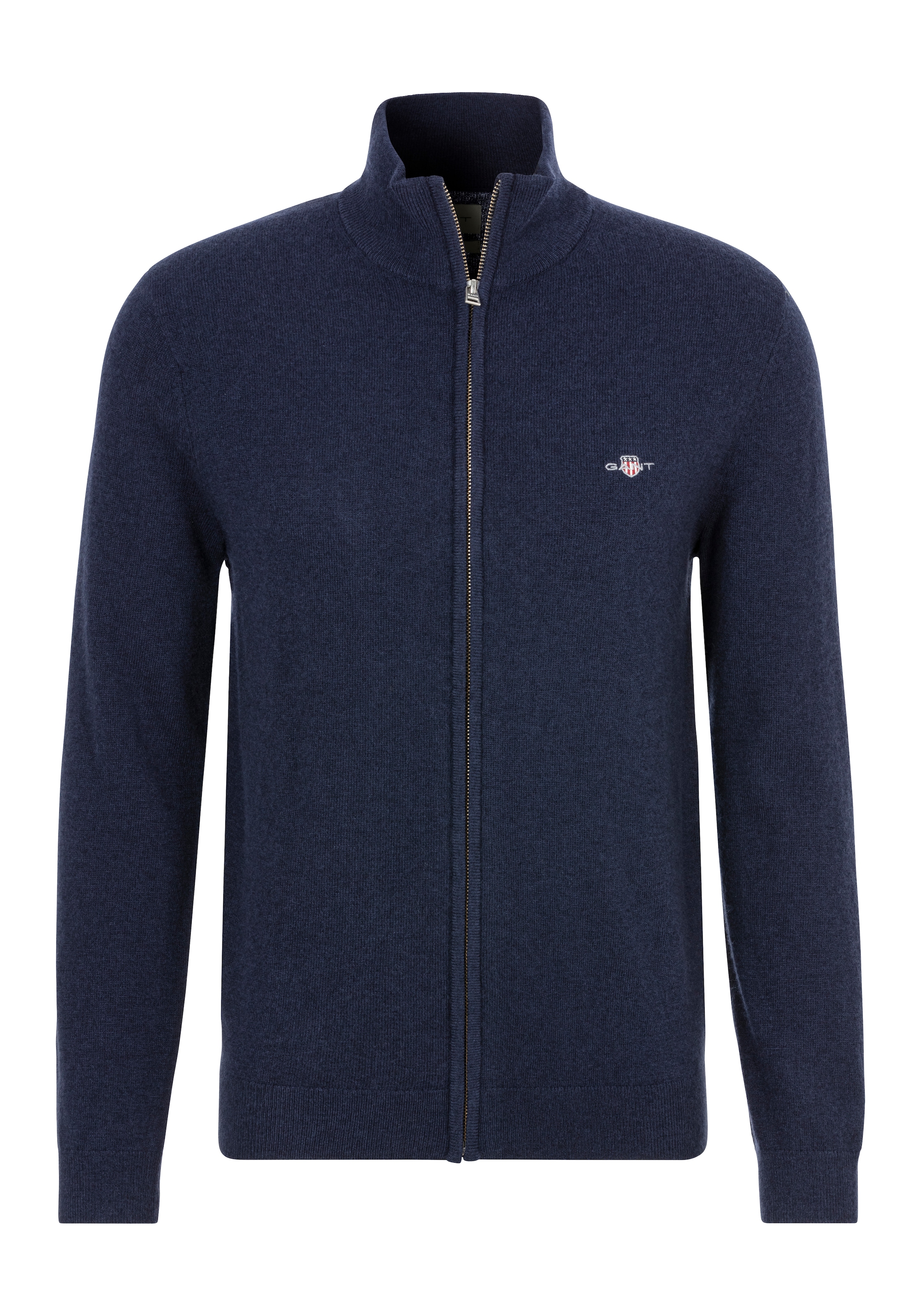 Gant Strickjacke »EXTRAFINE LAMBSWOOL ZIP CARDIGAN«, mit Logostickerei