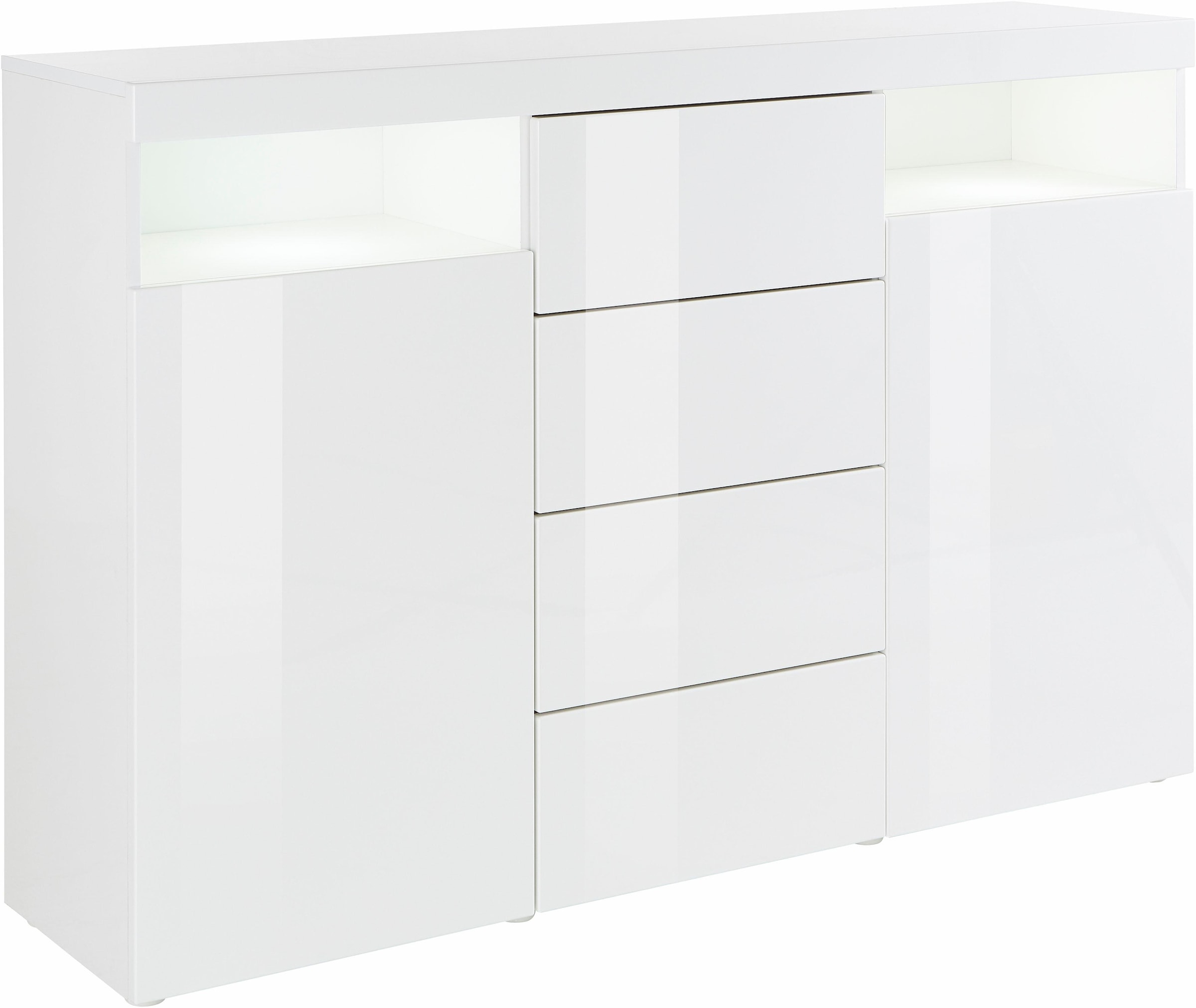 borchardt Möbel Highboard "Kapstadt mit Push-to-open-Funktion, Hochglanzdekor, Kommode, Sideboard" Breite 139 cm, 2 Türen, 4 Schubkästen, Modernes Design made in Germany