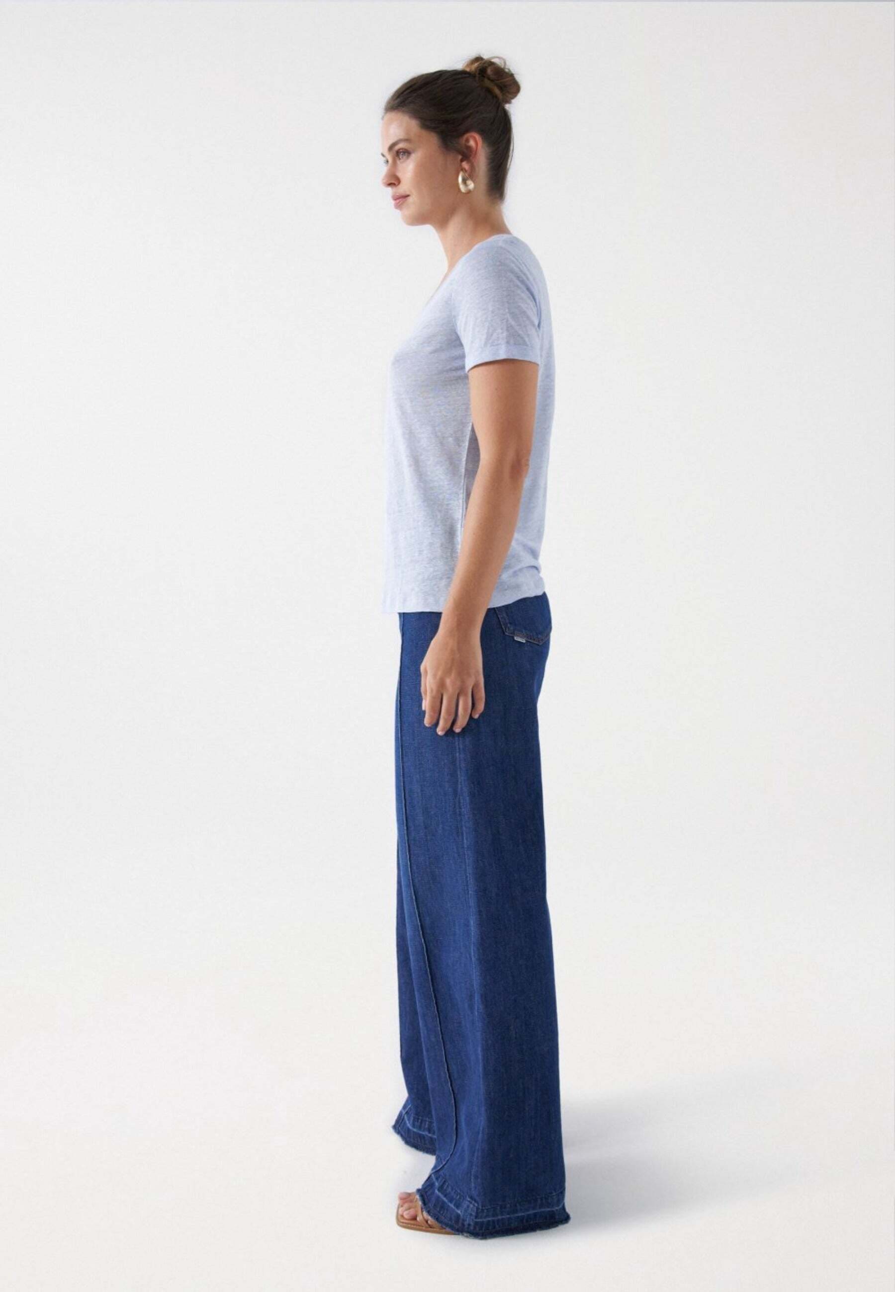 Salsa T-Shirt »Salsa Jeans T-Shirts Linen V-Neck T-Shirt«