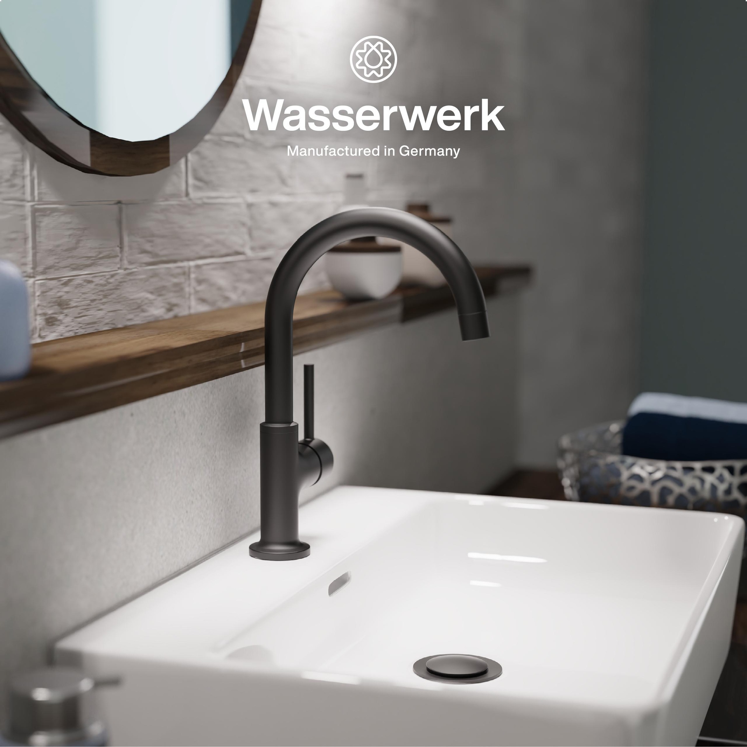 WASSERWERK Waschtischarmatur "WT 14" inkl. Popup, 360 schwenkbar, geräuscharm, wassersparend