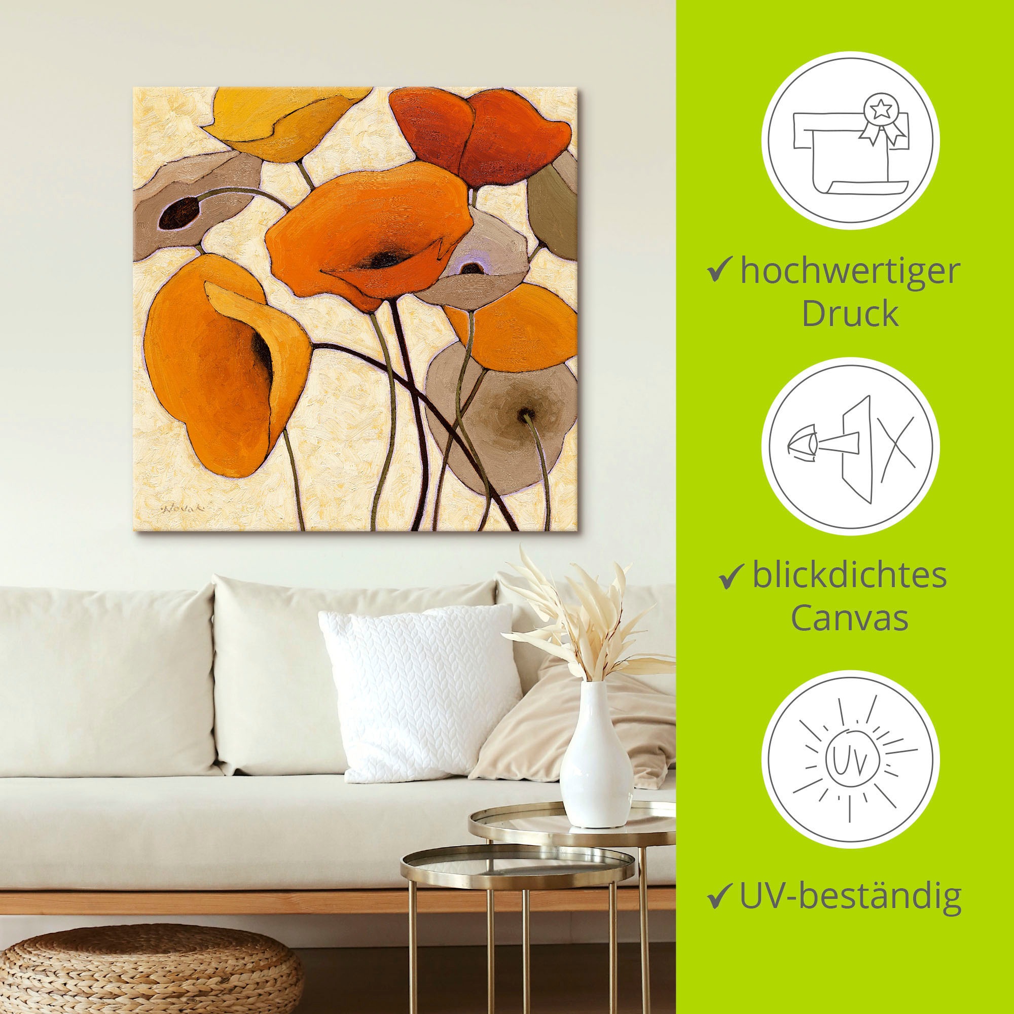 Artland Wandbild »Kürbismohn III«, Blumen, (1 St.), als Leinwandbild, Wandaufkleber in verschied. Grössen