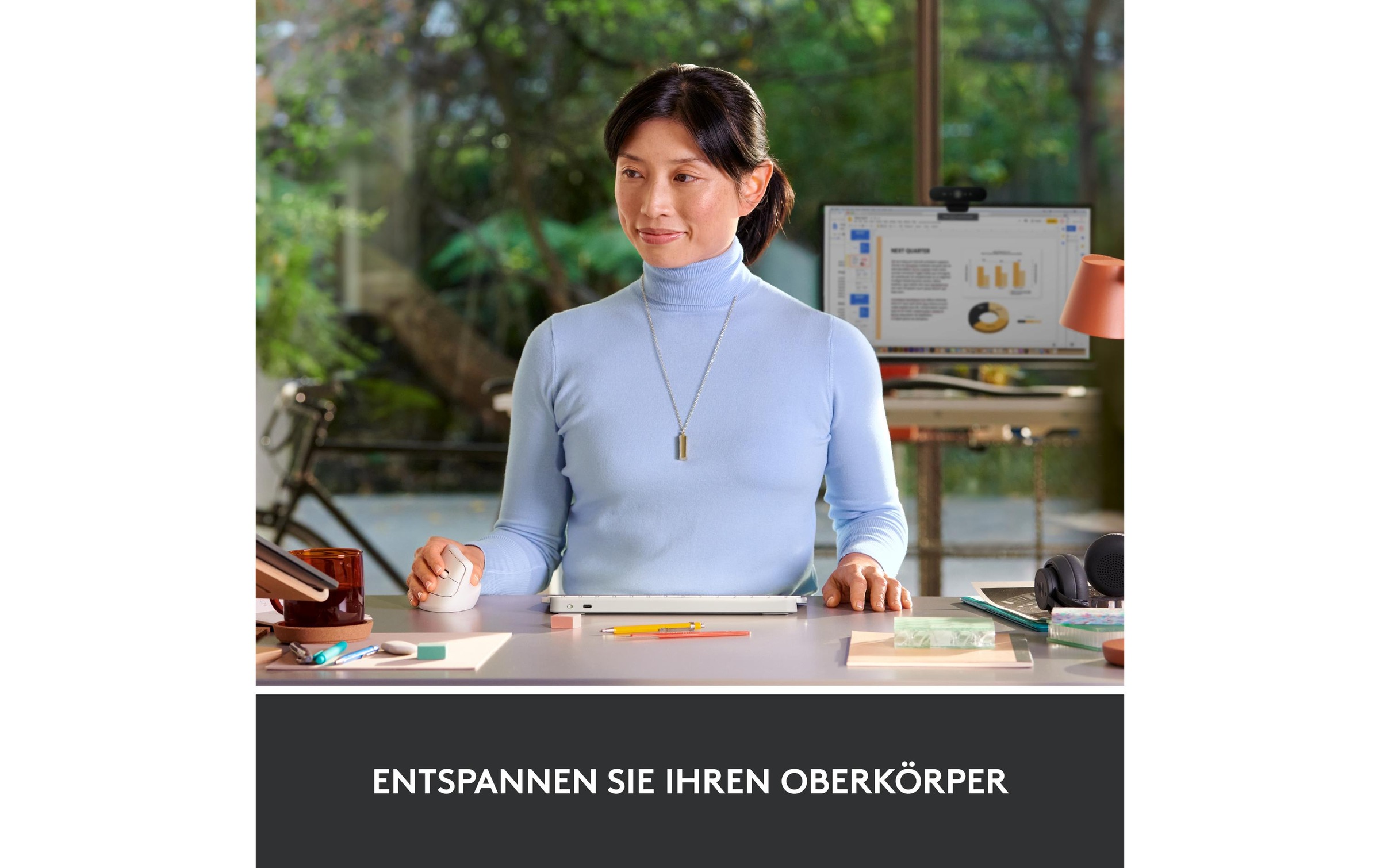 Logitech ergonomische Maus »Maus Lift Off-white«, kabellos