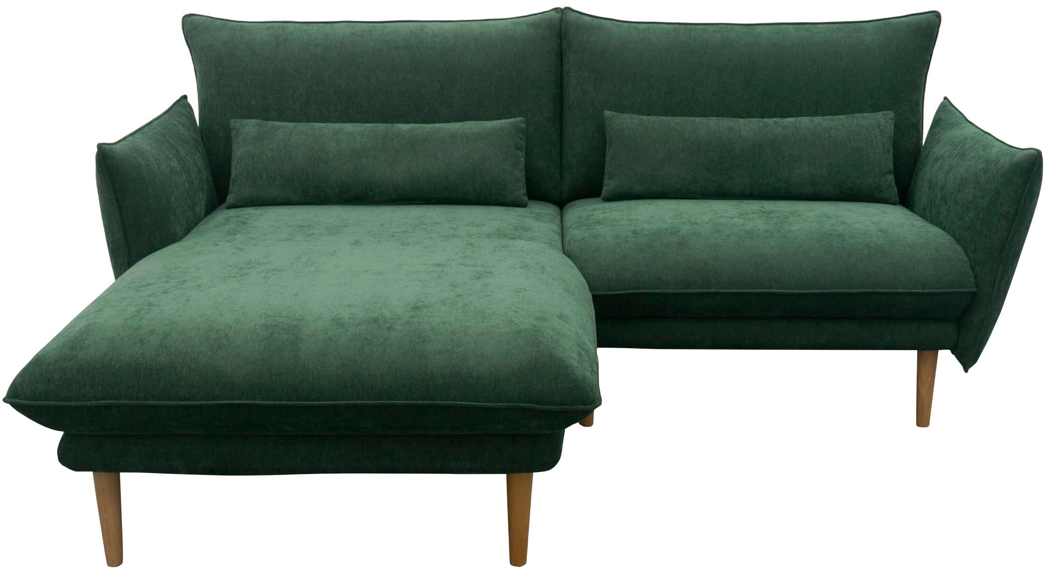 DOMO collection Ecksofa »Leuven kompakte Stellmasse, Breite 200 cm, schmale Armlehnen, L-Form«, angenehm feste Polsterung, bodenfrei, 19 cm hohe Holzfüsse