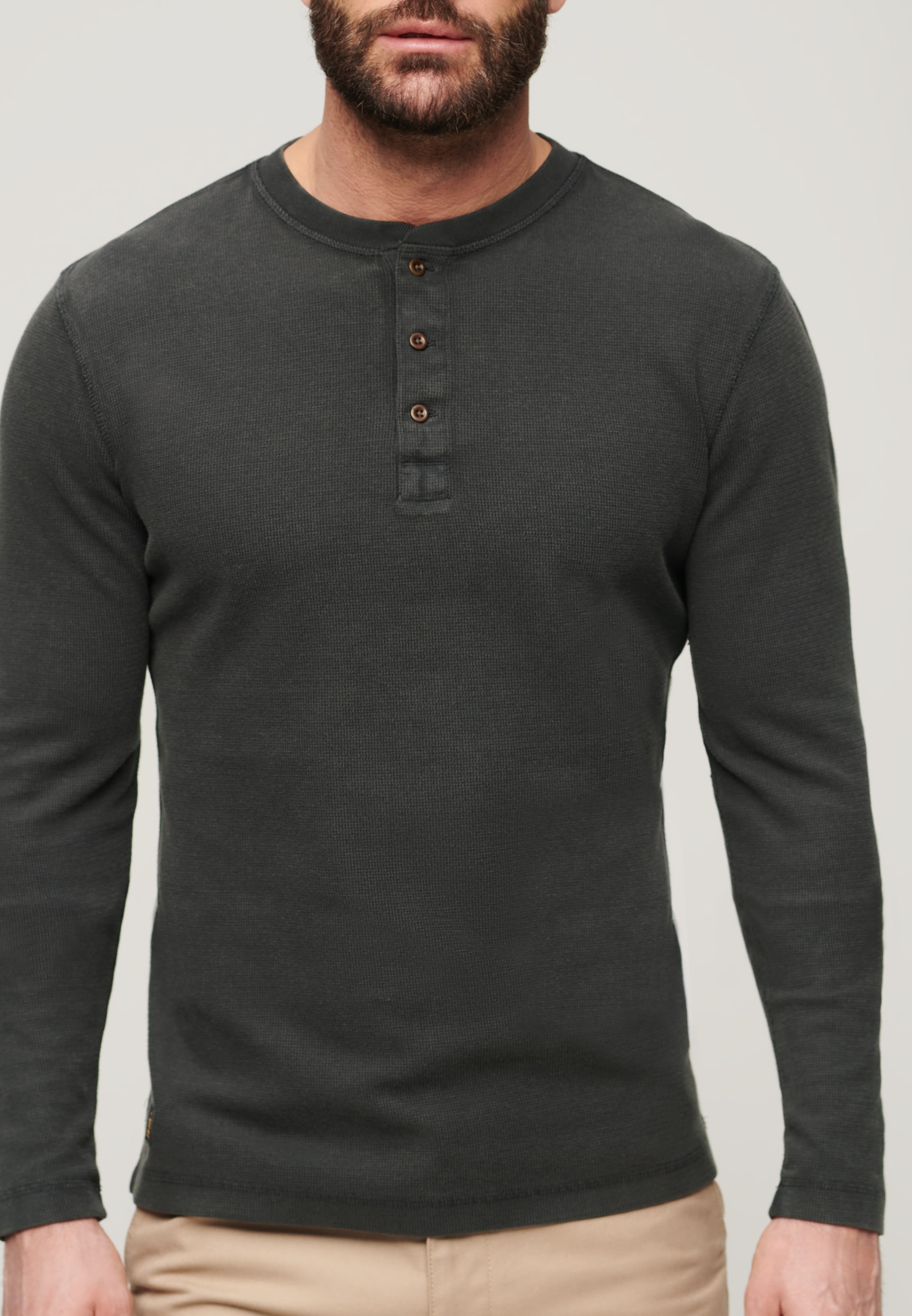 Superdry Langarmshirt »WAFFLE LONG SLEEVE HENLEY TOP«