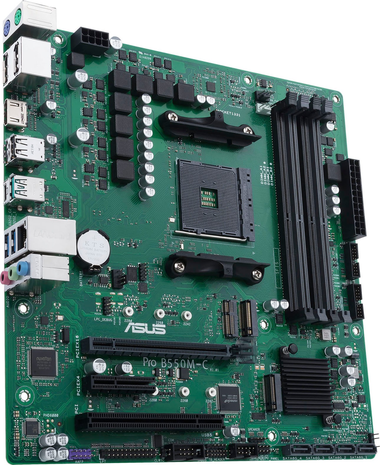 Asus Mainboard »B550M-C/CSM«, B550, Ryzen AM4, Micro-ATX, 2x M.2, PCIe 4.0, 1Gbit/s Ethernet