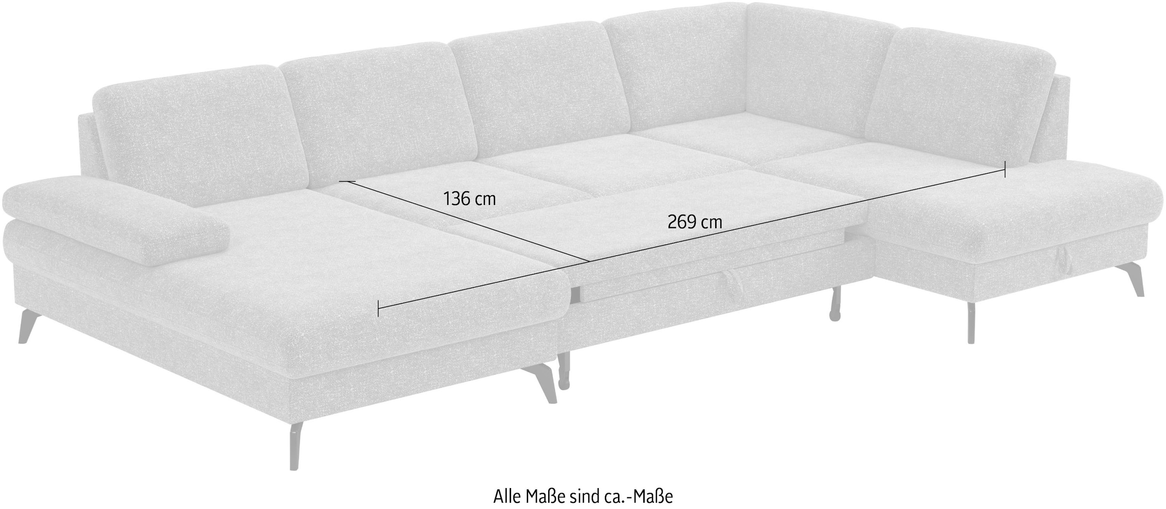 sit&more Wohnlandschaft »Morris U-Form inkl. Sitztiefenverstellung«, wahlweise mit Bettfunktion, Bettkasten und Armteilverstellung